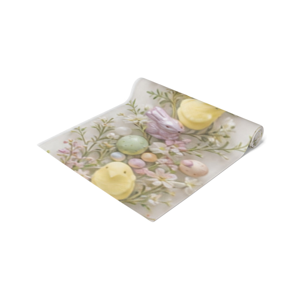 Table Runner Easter Bunny and Pastel Eggs\Spring Floral Cotton