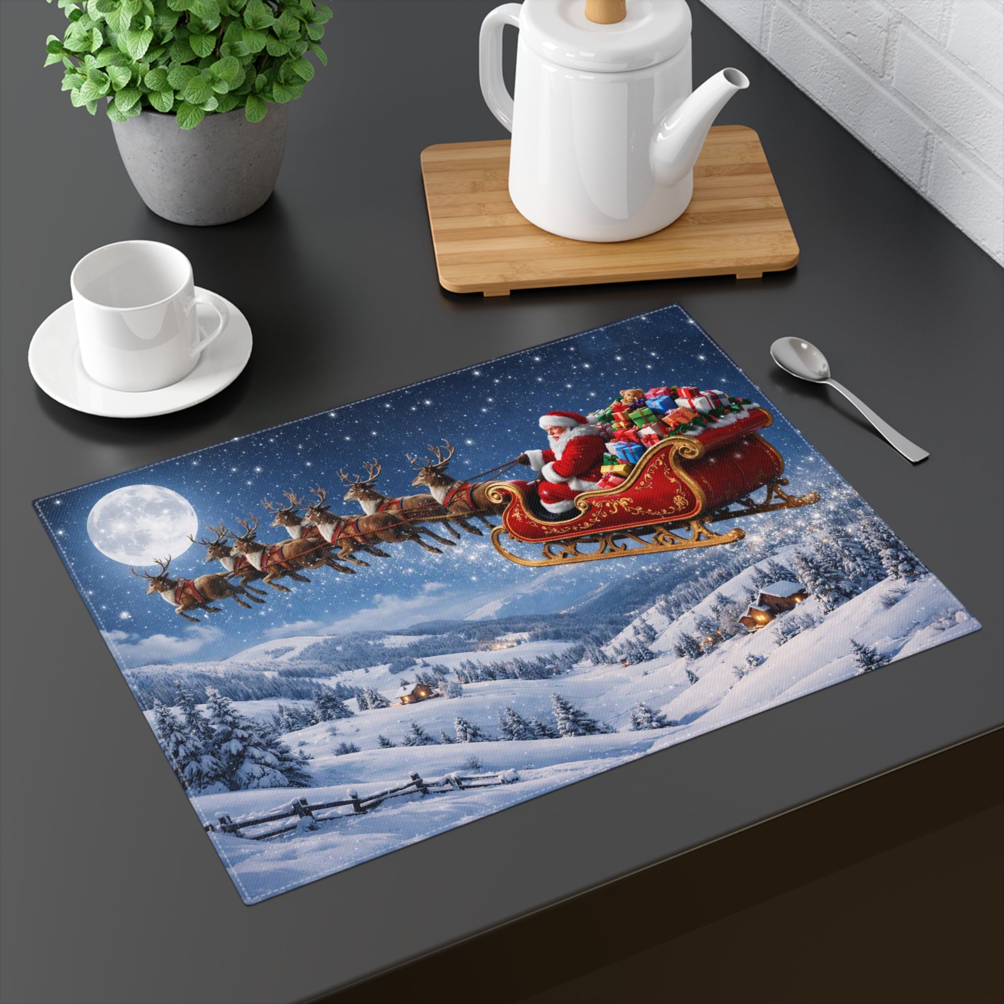 Santa Claus Sleigh Placemat | Christmas Holiday Table Décor