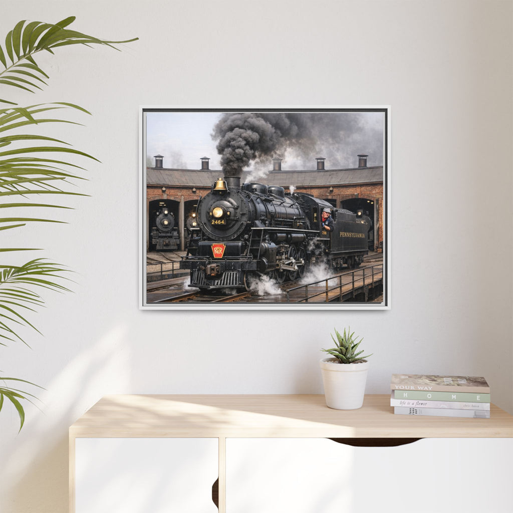 Framed Steam Train/Matte Canvas60 (Multi-color)