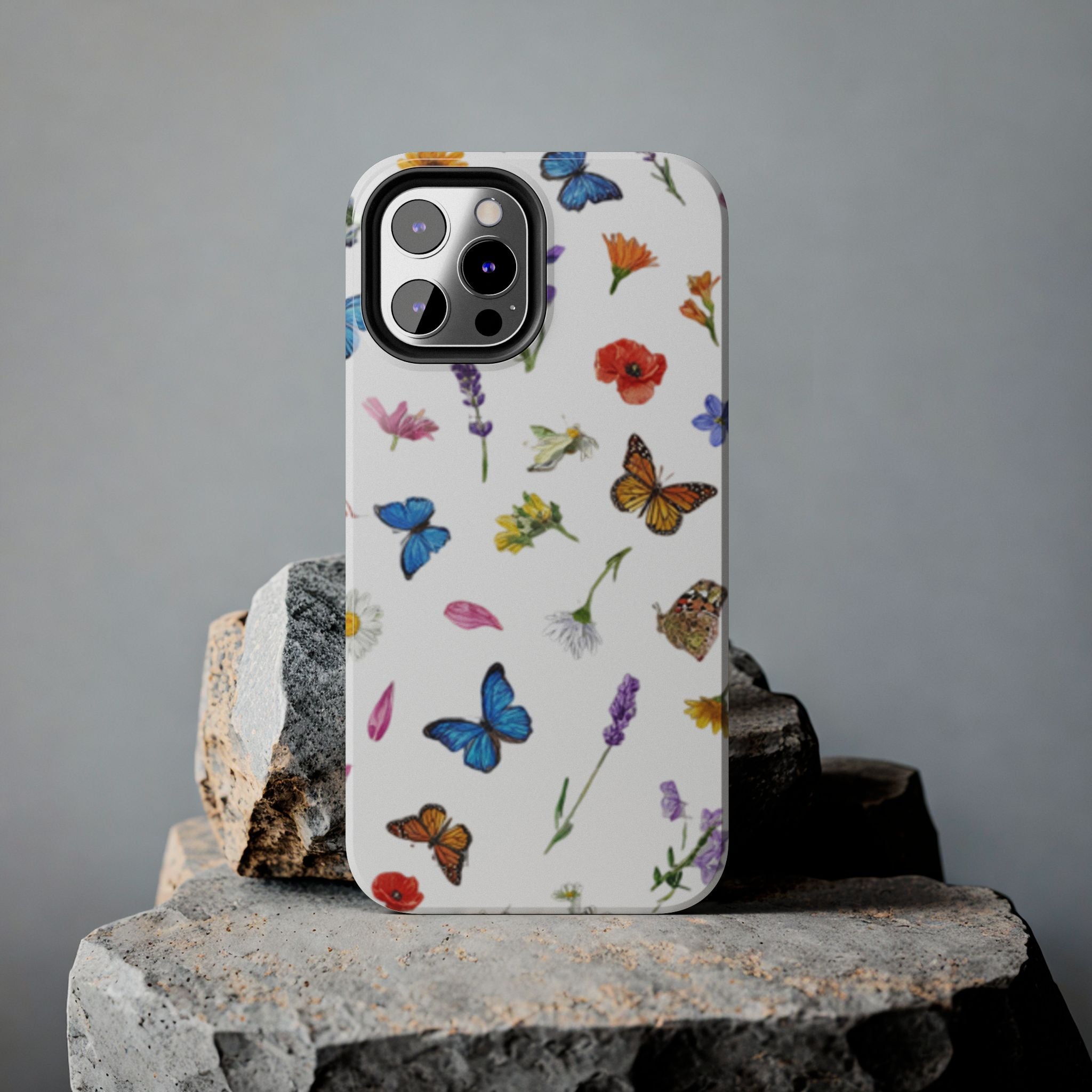 Butterfly Meadow Tough Phone Case / Floral Protective Phone Cover