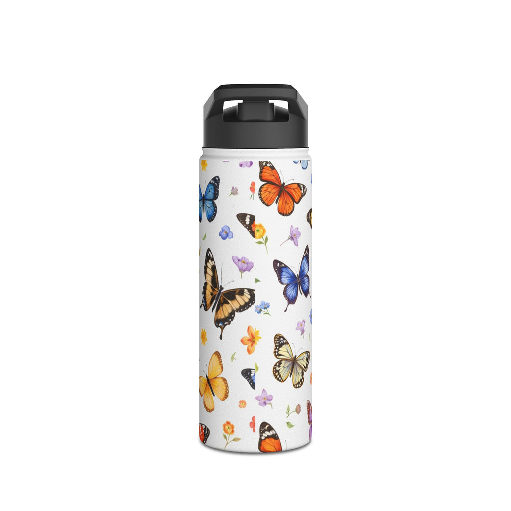 Butterfly Floral Pattern Stainless Steel Water Bottle | Standard Lid