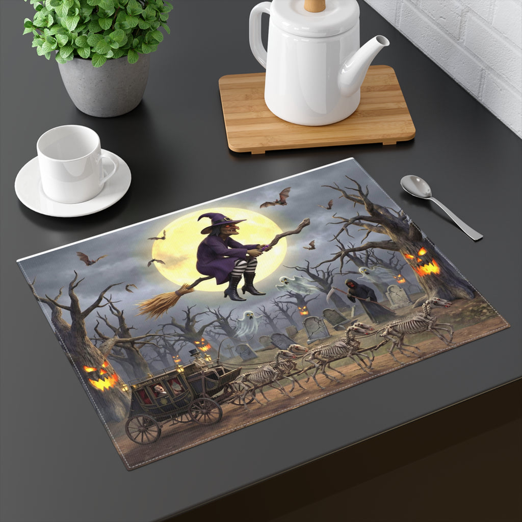 Halloween Witch Placemat — Spooky Graveyard Table Decor