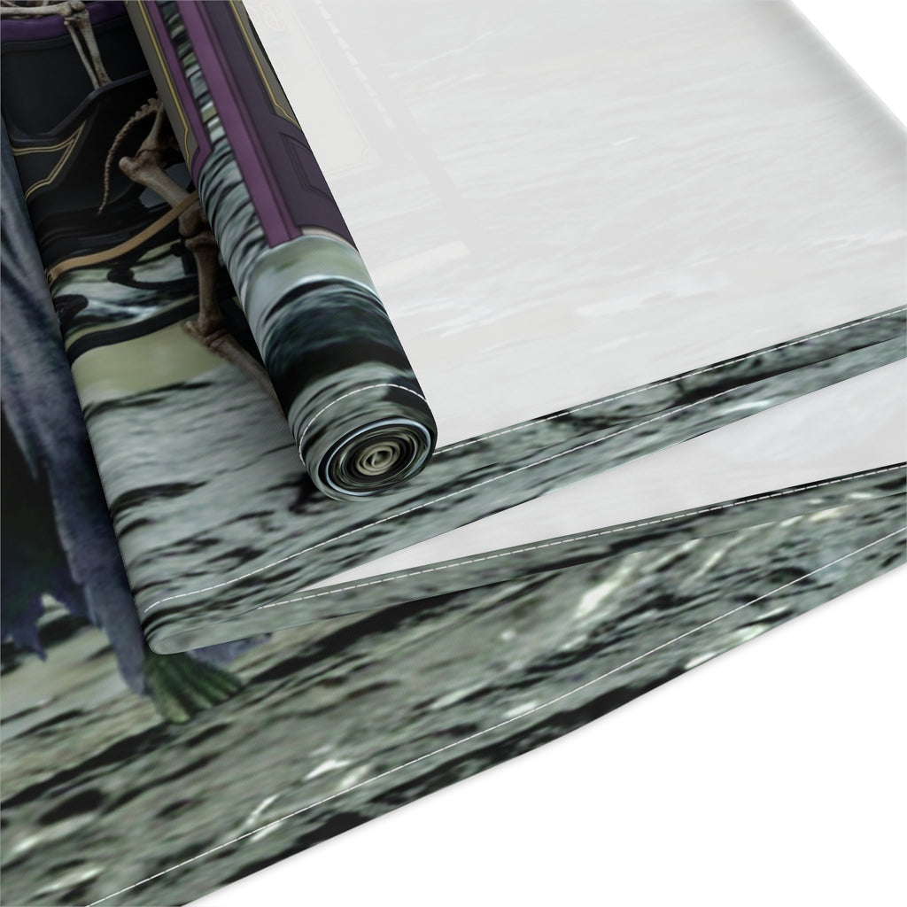 Haunted Hearse Carriage Table Runner | Halloween Spooky Graveyard Scene