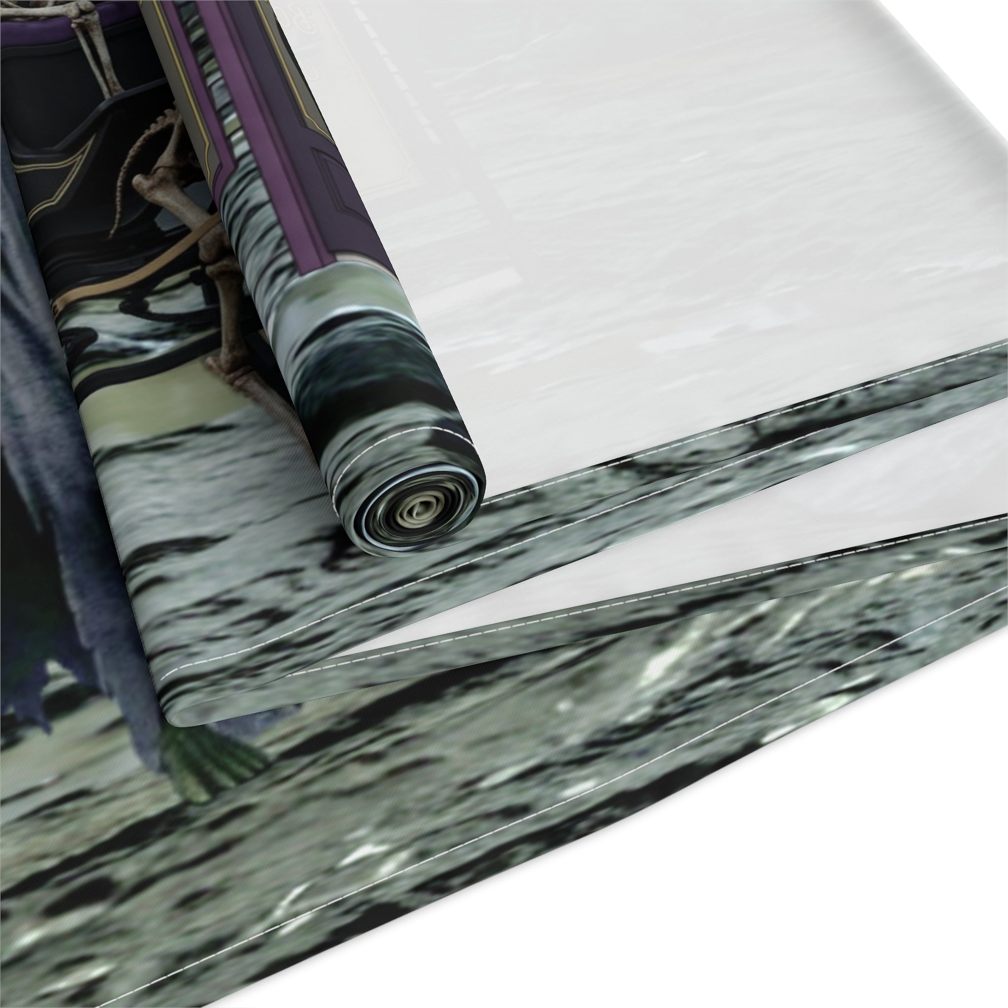 Haunted Hearse Carriage Table Runner | Halloween Spooky Graveyard Scene