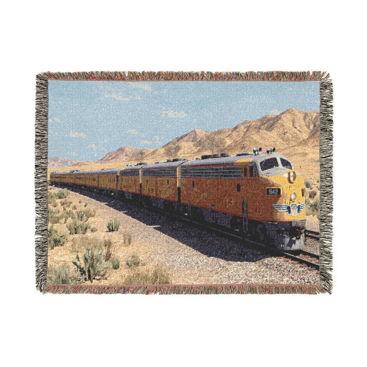 Vintage Streamlined Train Woven Blanket | Desert Locomotive Throw
