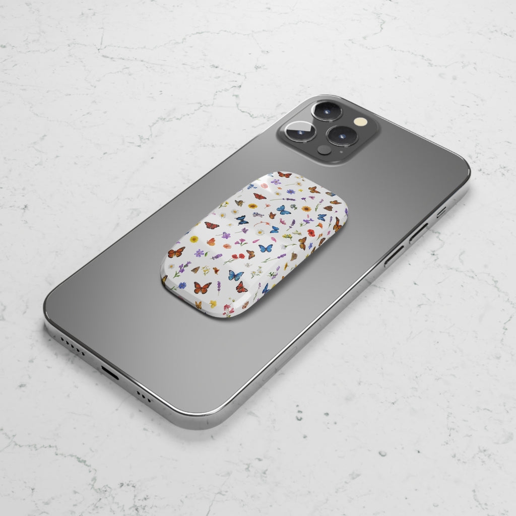 Butterfly Meadow Phone Grip — Click-On Stand & Secure Grip