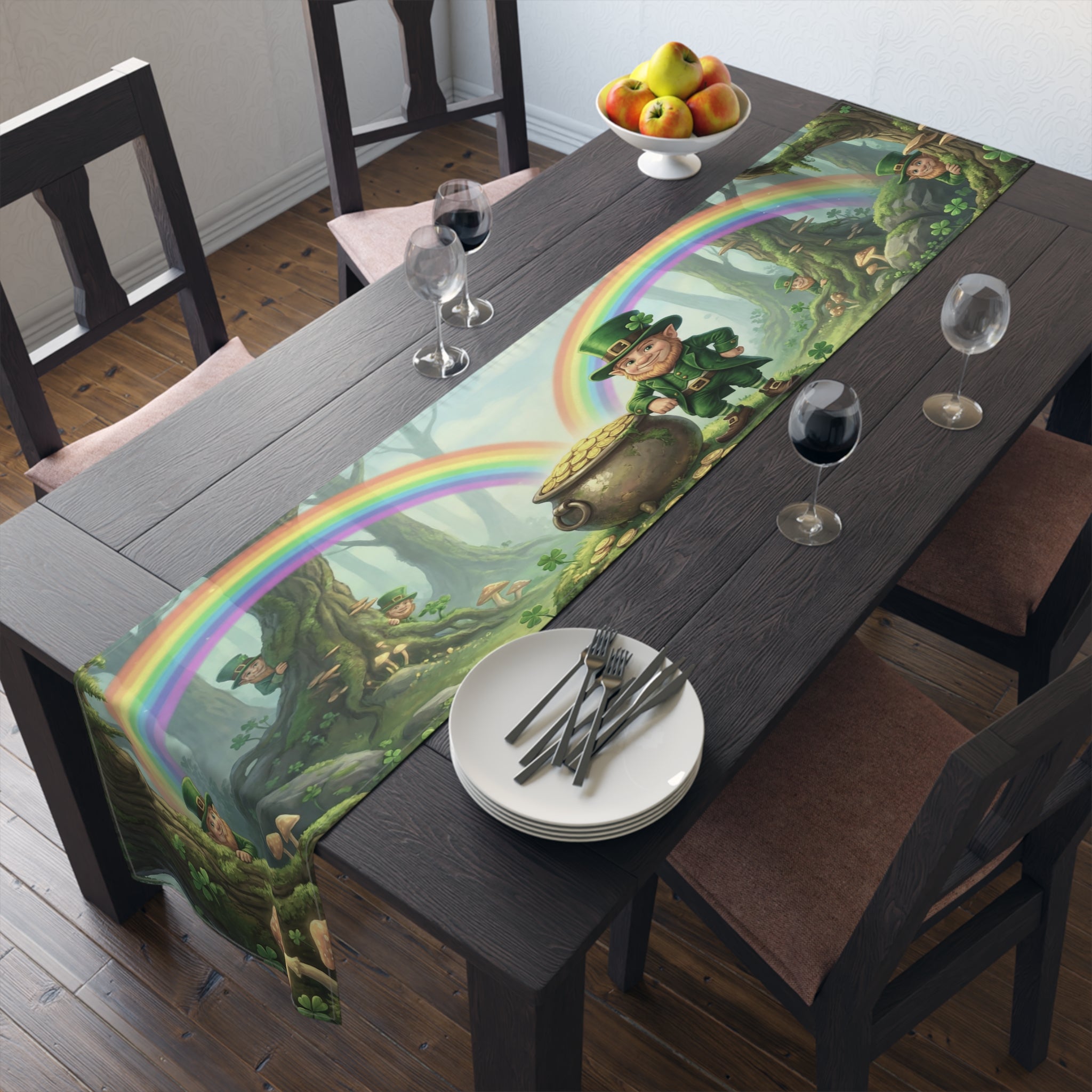 Leprechaun Pot of Gold Table Runner | St. Patrick's Day Rainbow Decor