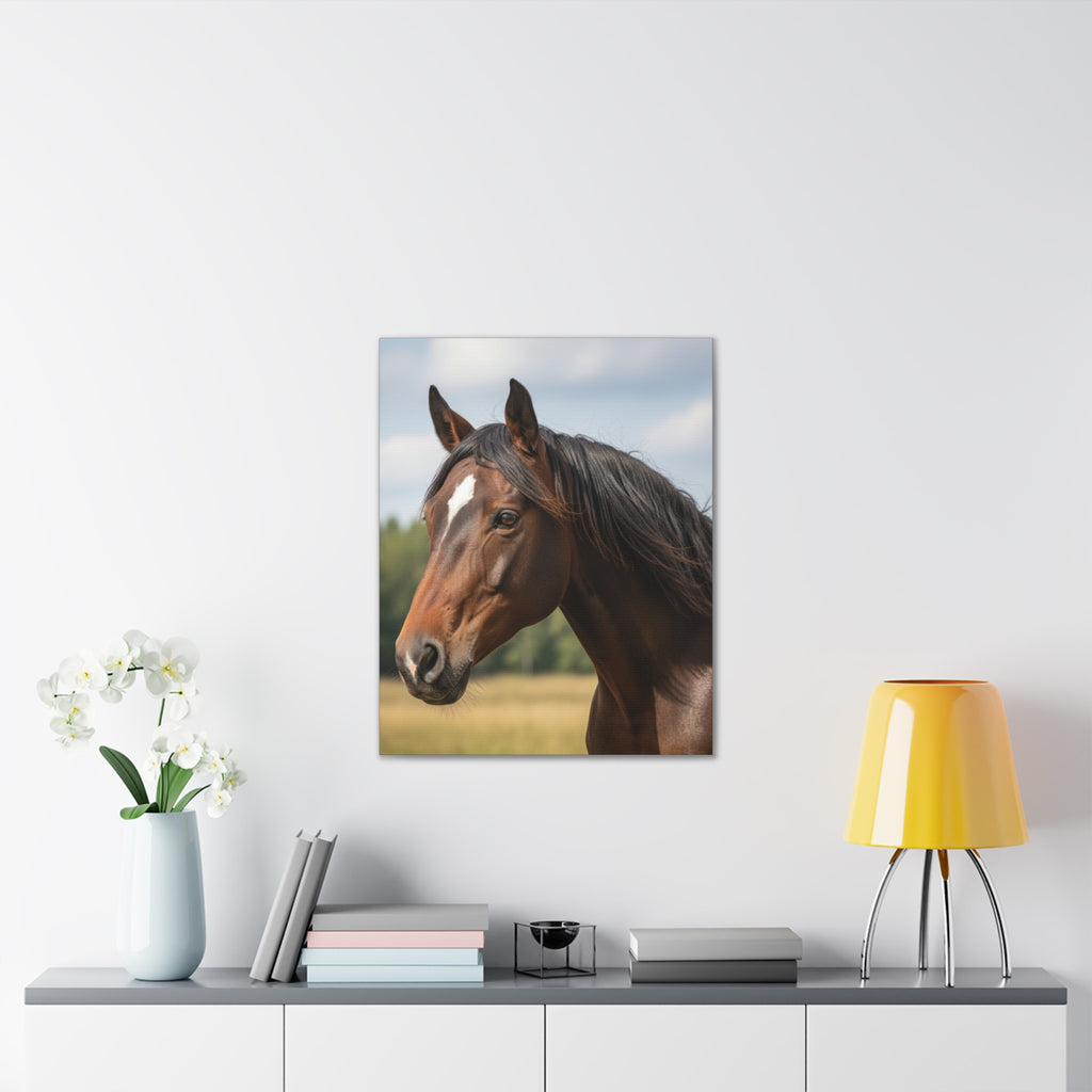 Bay Horse Portrait Canvas Print / Wall Art for Equestrian Lovers
