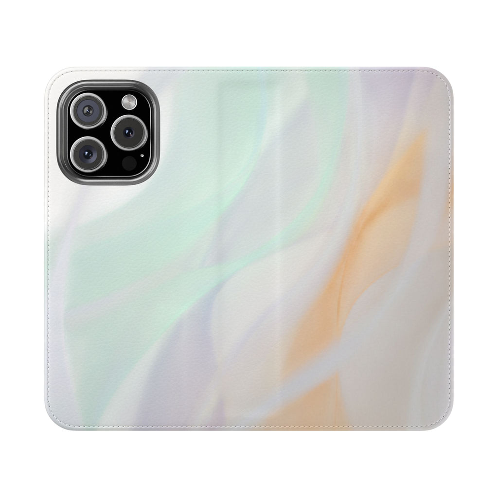 Pastel Marble Flip Case / Soft Watercolor Phone Wallet Cover with Card Slots