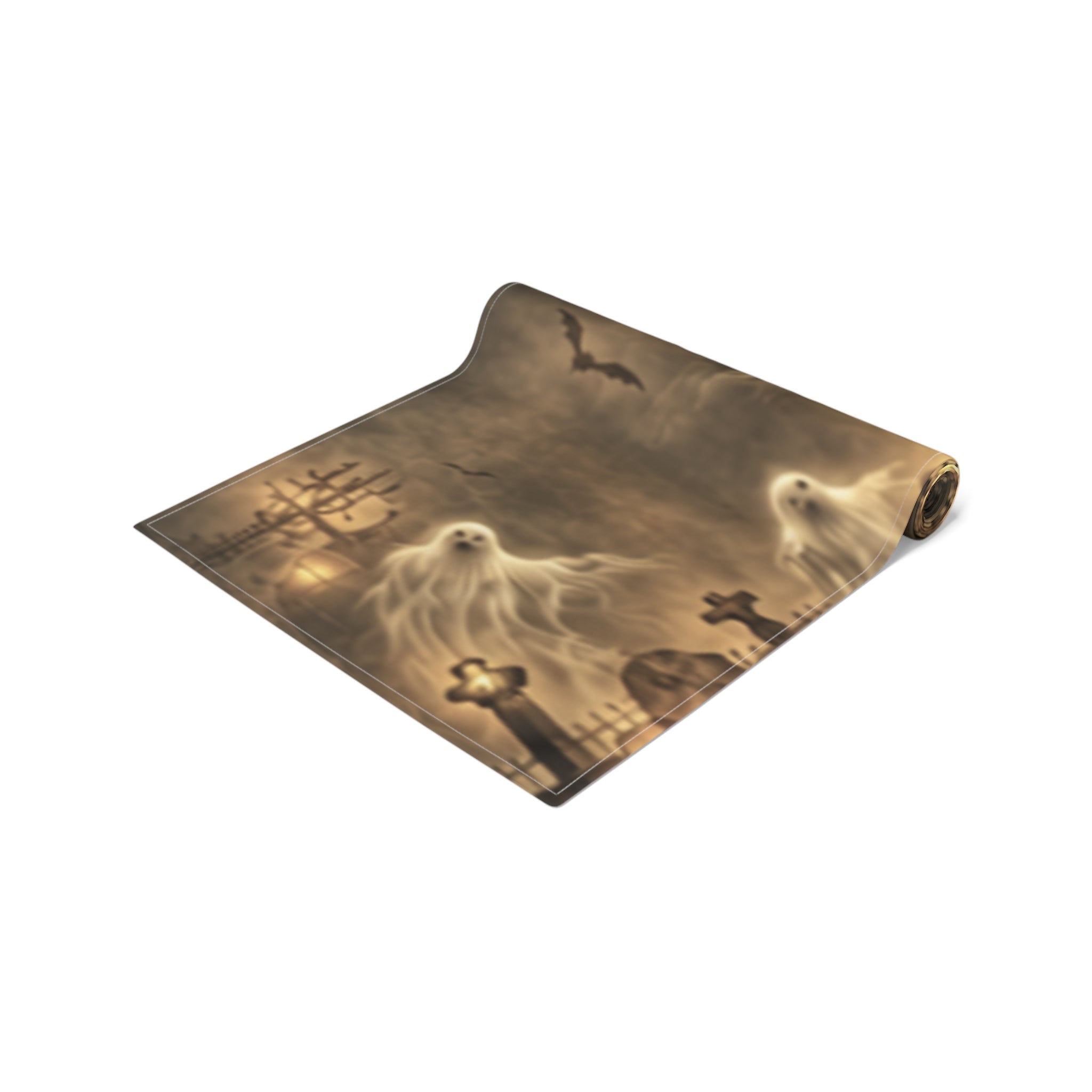 Haunted Victorian House Table Runner | Ghostly Graveyard Halloween