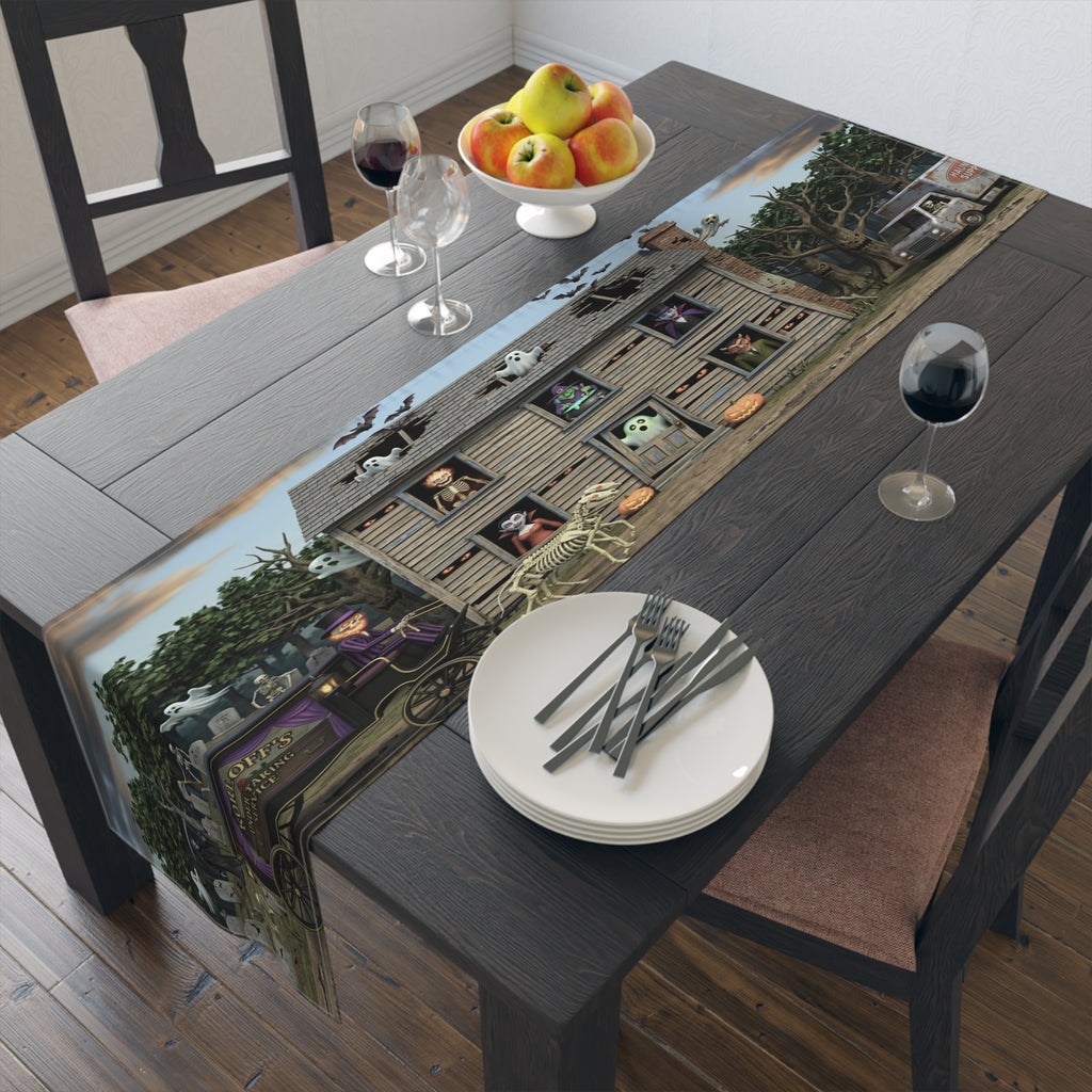 Haunted  Scene Table Runner | Halloween Spooky Coffin Carriage