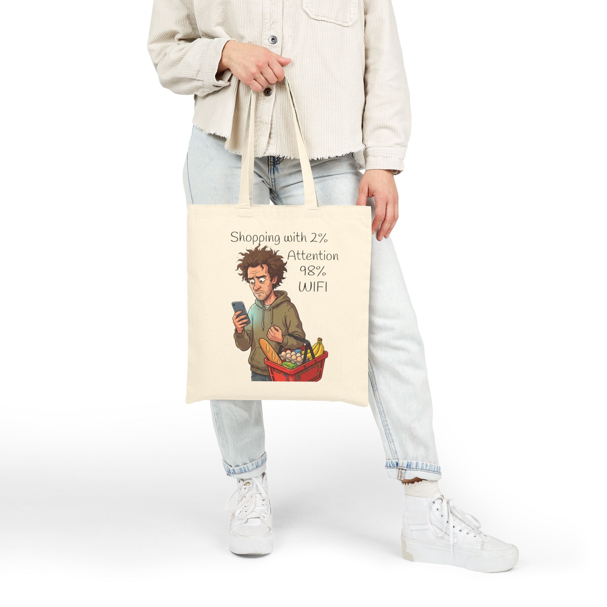 Tote Bag / Wifi Funny Grocery Canvas Tote