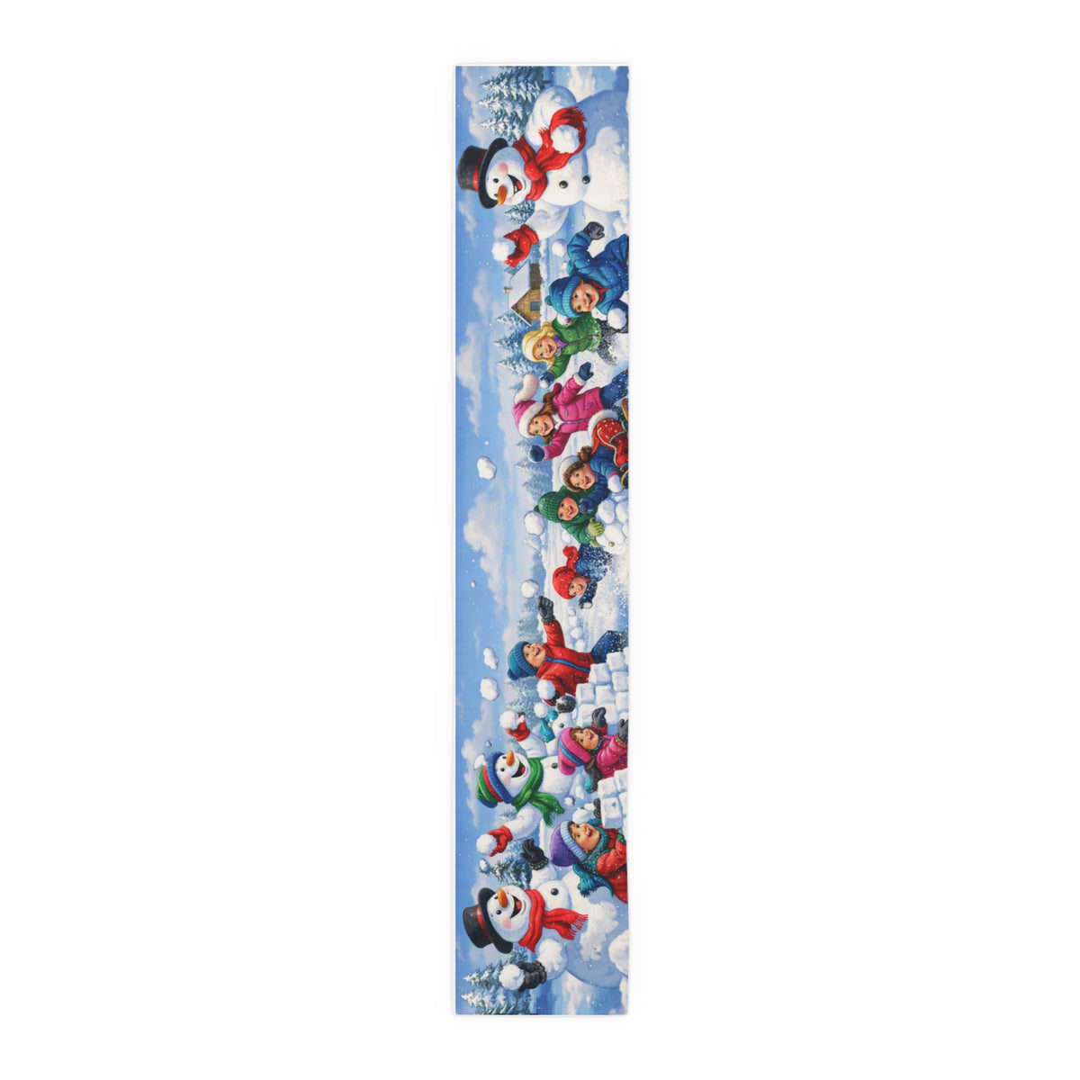 Snowball Fight Snowman Table Runner | Winter Christmas Table Decor