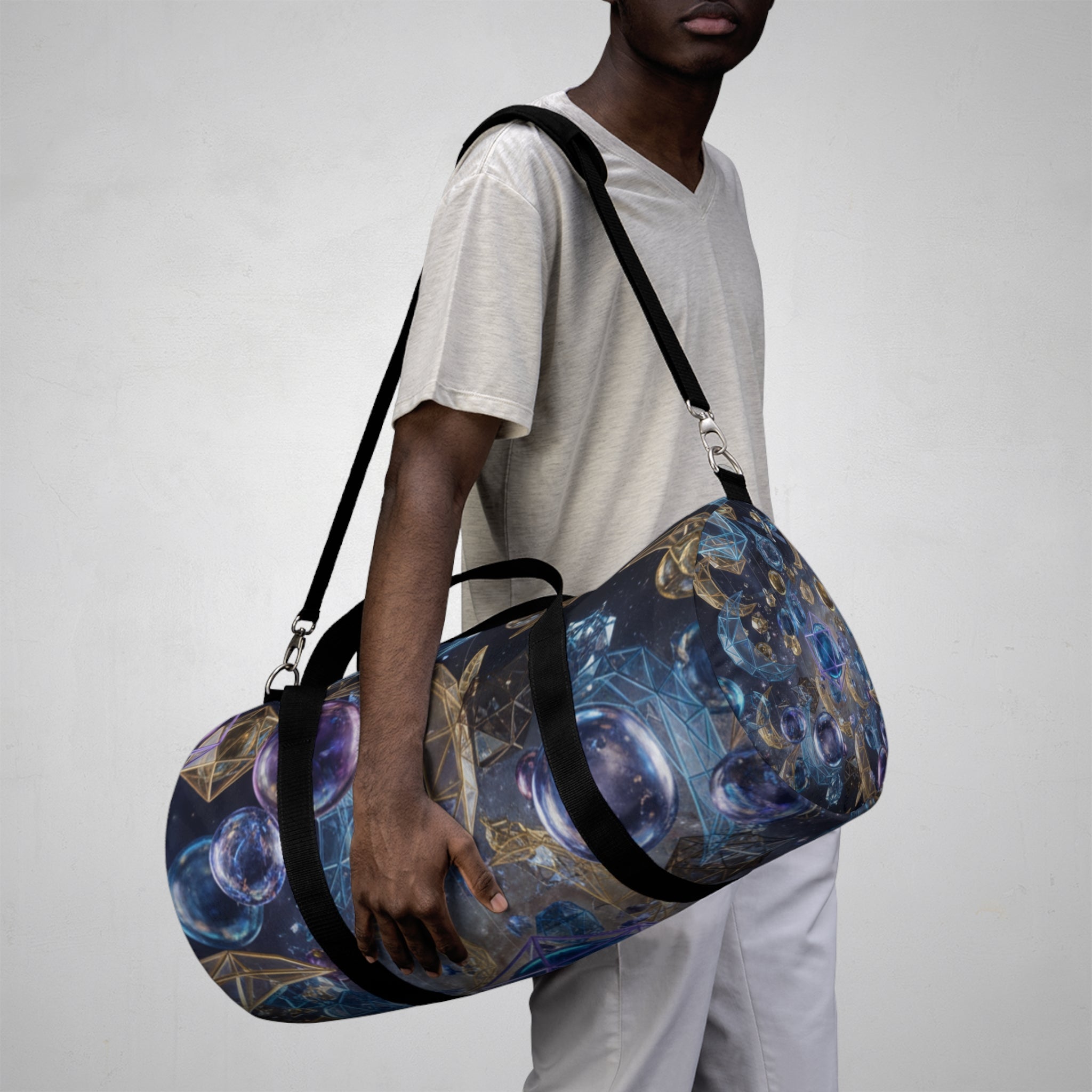 Duffle Bag Celestial Gems/ Moon and Crystal Pattern Travel Bag