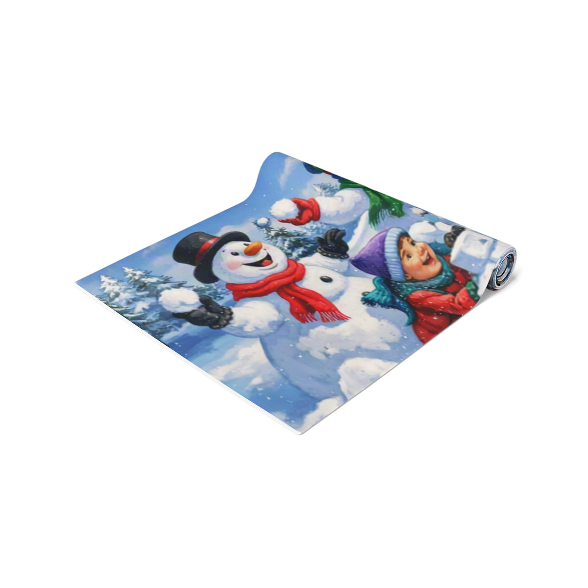 Snowball Fight Snowman Table Runner | Winter Christmas Table Decor