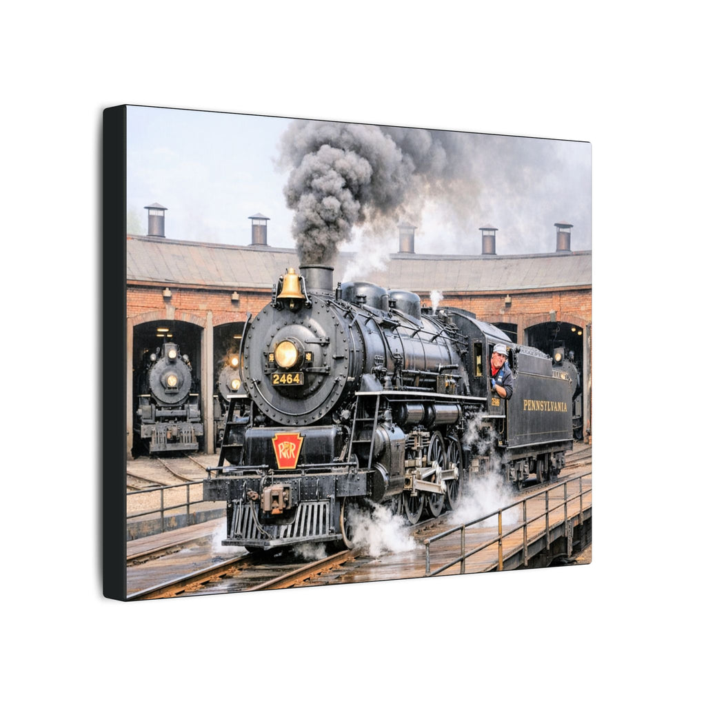 Vintage Steam Locomotive Canvas Print — Pennsylvania Railroad Train Wall Art