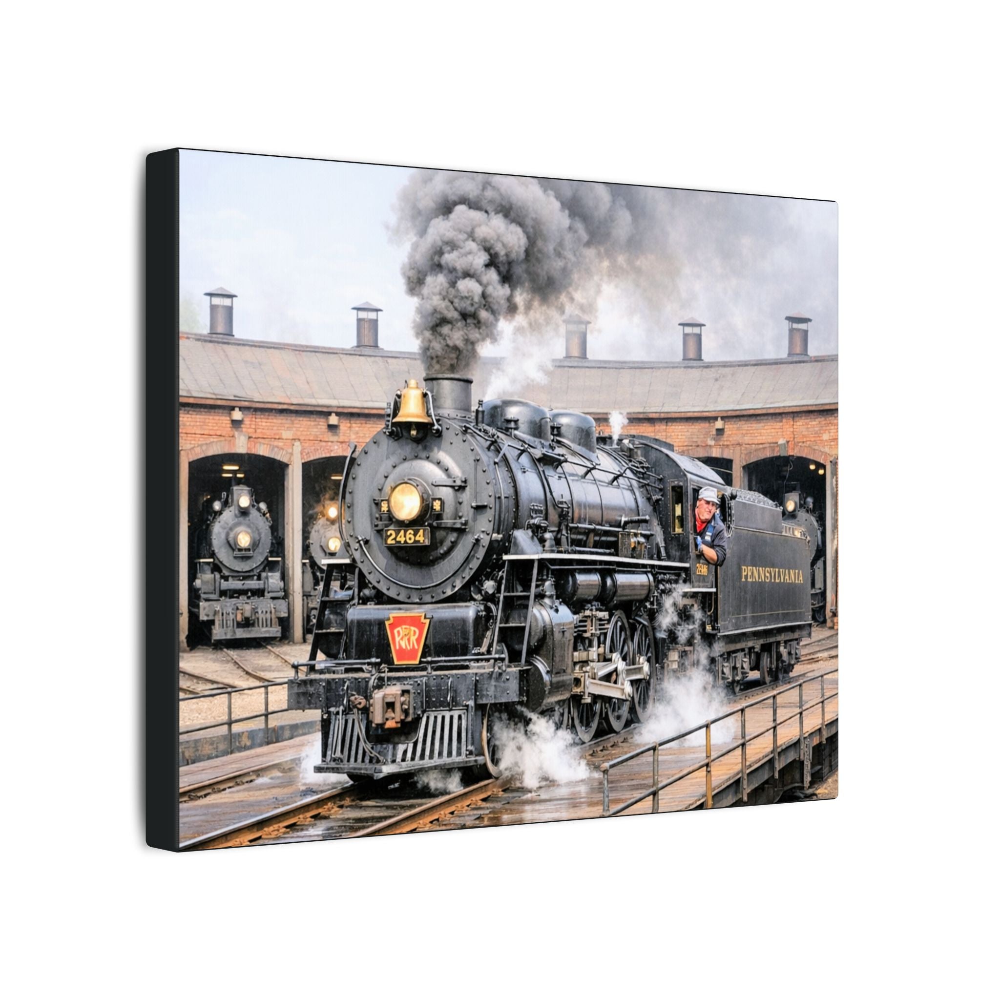 Vintage Steam Locomotive Canvas Print — Pennsylvania Railroad Train Wall Art