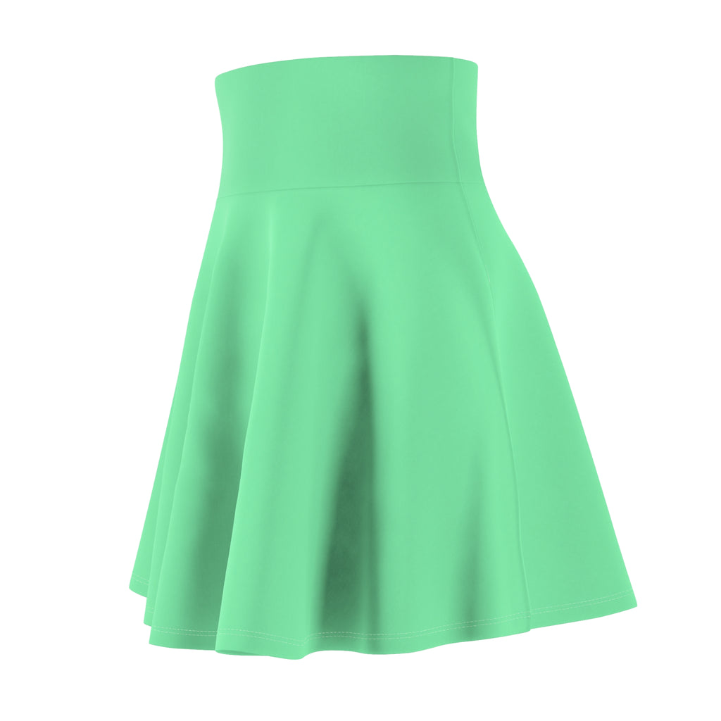 Mint Green Solid Skater Skirt - Flared Waistband