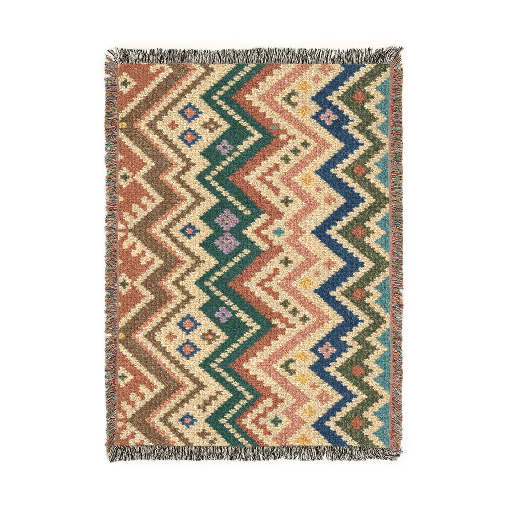Southwestern Chevron Woven Blanket - Aztec Zigzag