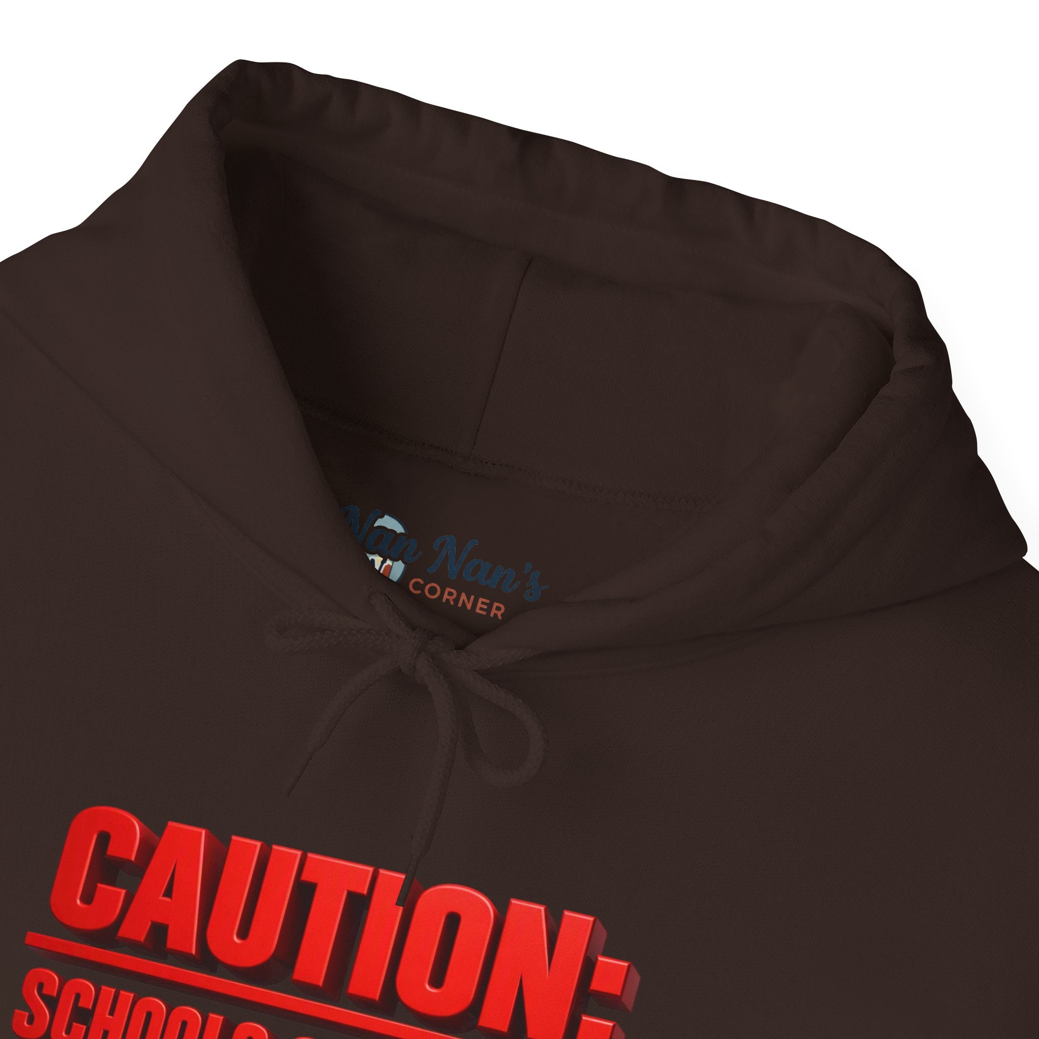 Hoodie — "CAUTION: Schools Starting, Re-Installing Brain" Back-to-School Graphic Hoodie