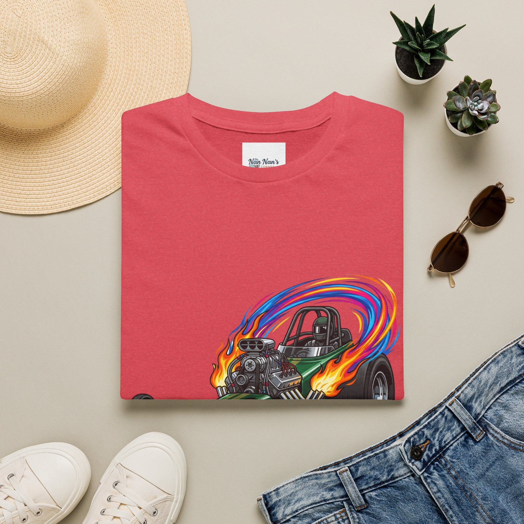 Dragster Racing Unisex Graphic T-Shirt – Novelty Soft Style Cotton Tee