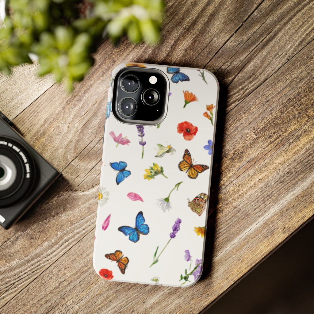 Butterfly Meadow Tough Phone Case / Floral Protective Phone Cover