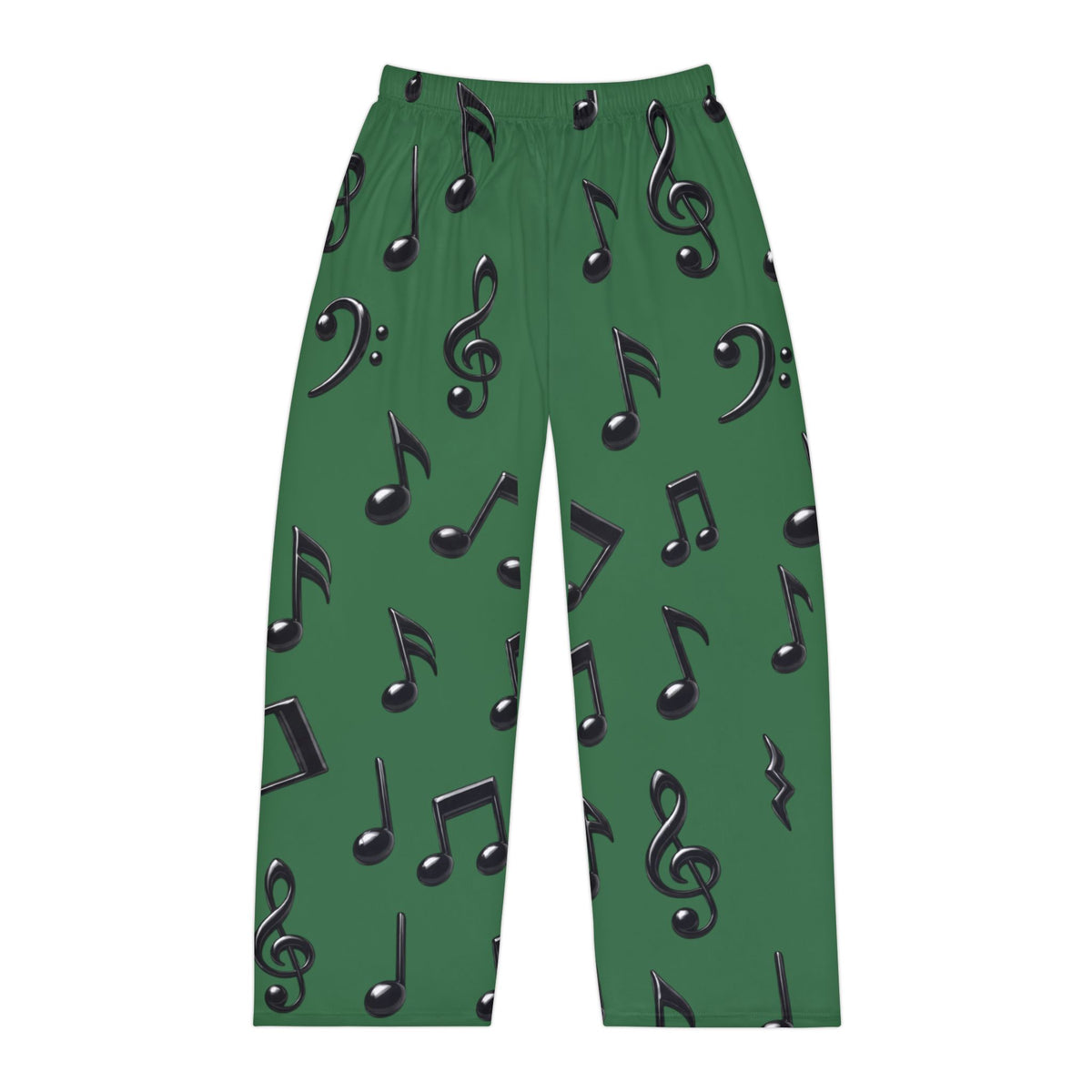 Black Music Notes Pajama Pants | Green Musical Note Mens Lounge Pants