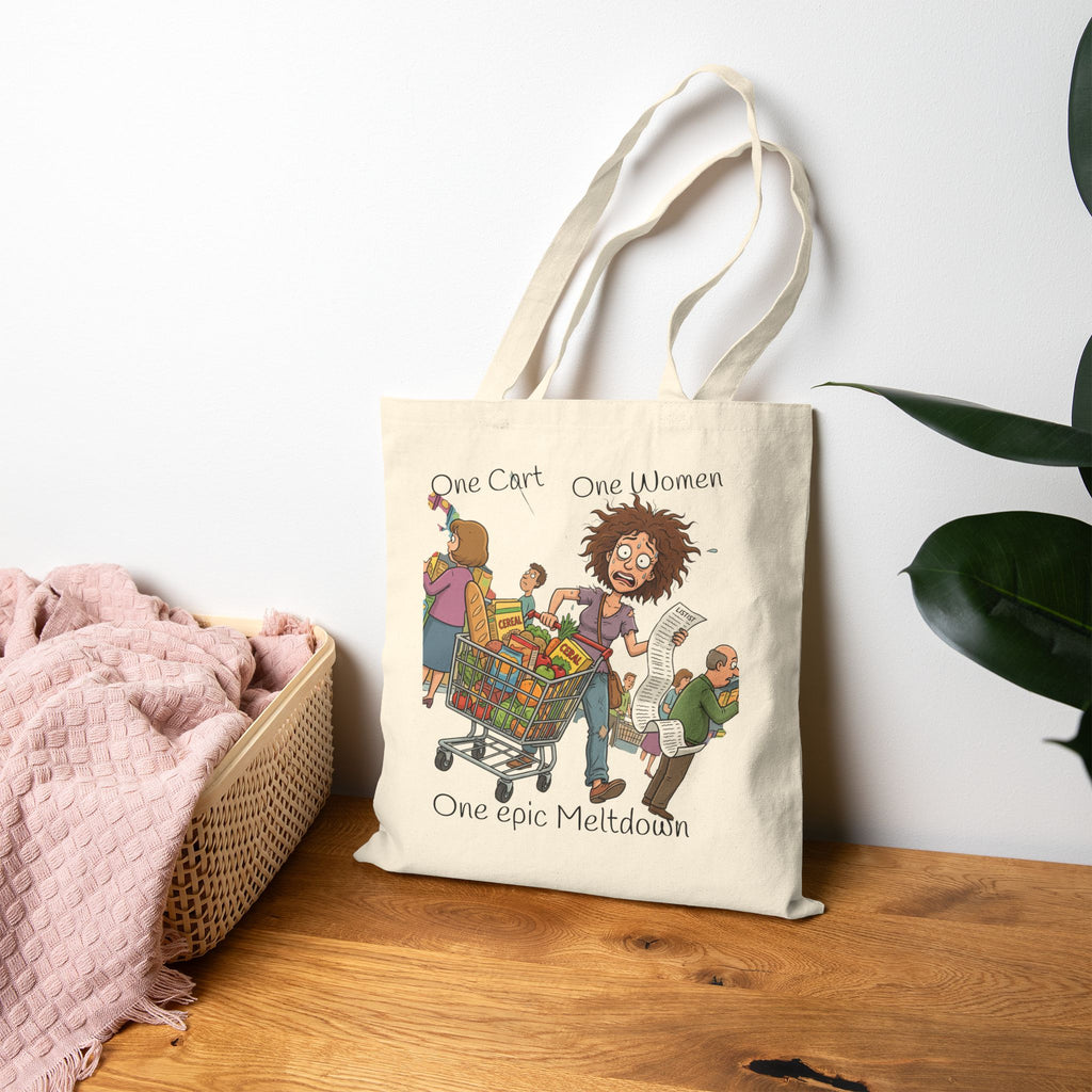 Funny Grocery Tote Bag / Epic Meltdown" Cotton Canvas Shopper