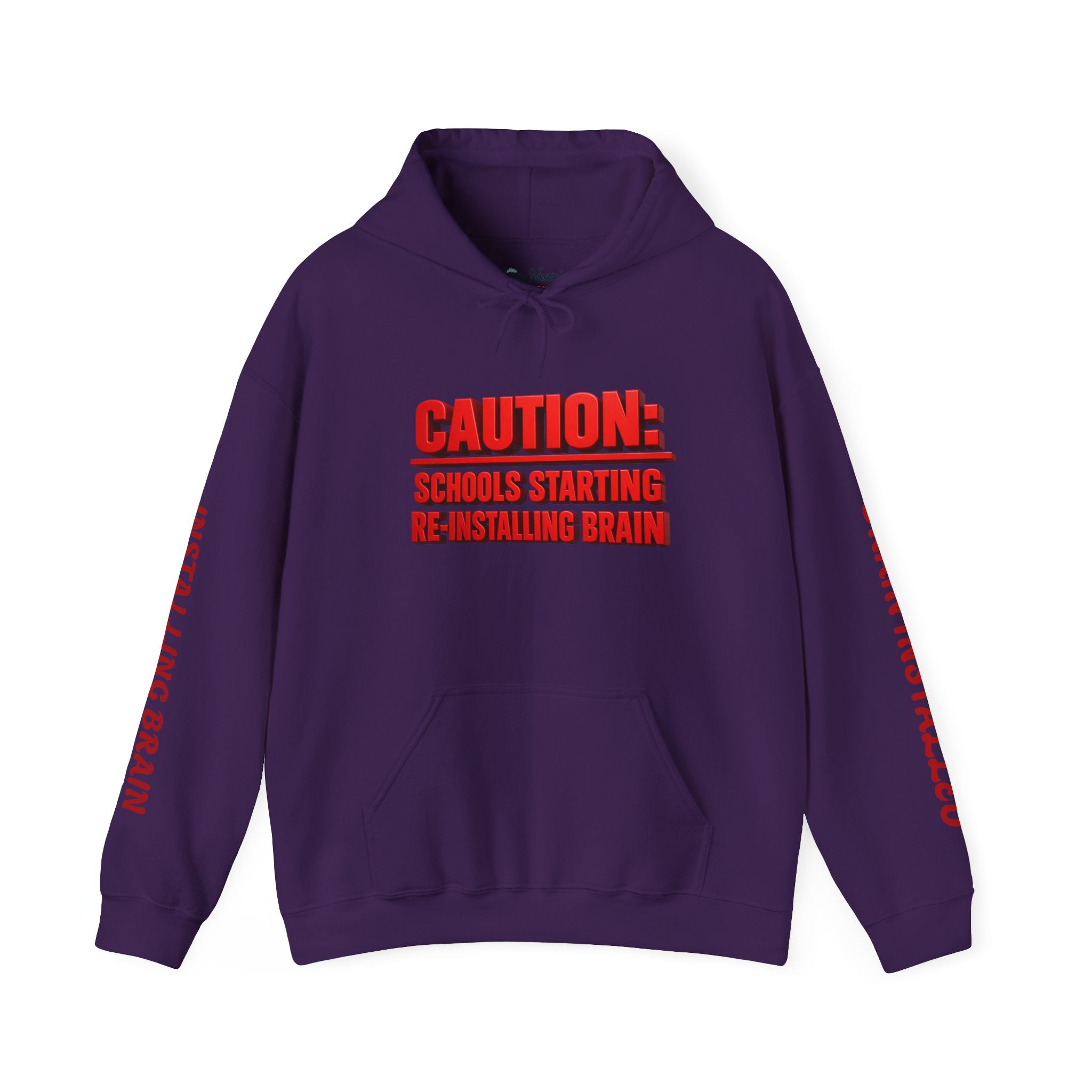 Caution Schools Starting Re-Installing Brain Unisex Graphic Hoodie – Funny Back-to-School Sweatshirt