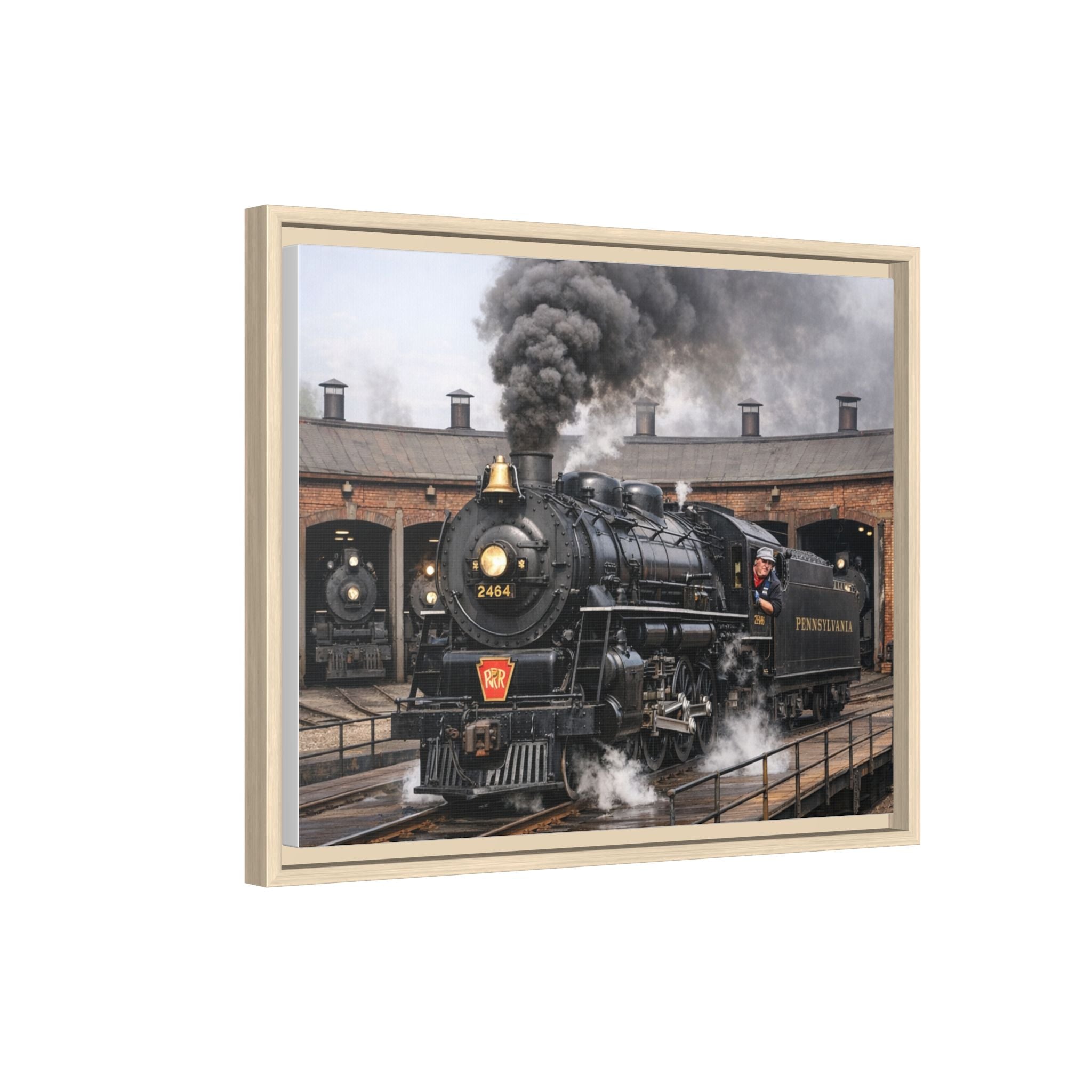 Framed Steam Train/Matte Canvas60 (Multi-color)