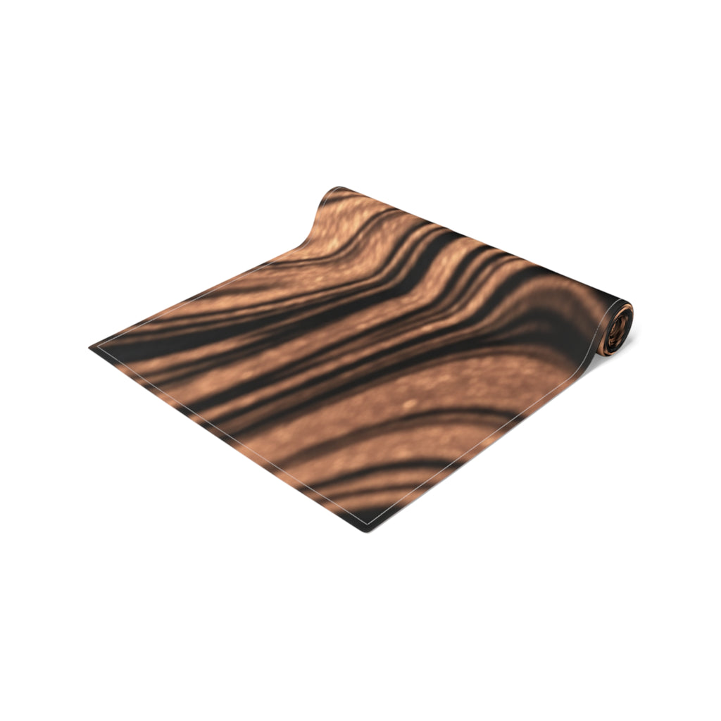 Halloween Copper Marble Swirl Table Runner | Abstract Woodgrain Pattern