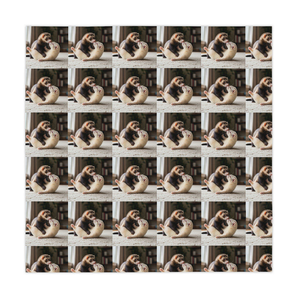 Cozy Ferret Pattern Tablecloth / Cute Repeating Ferret Print