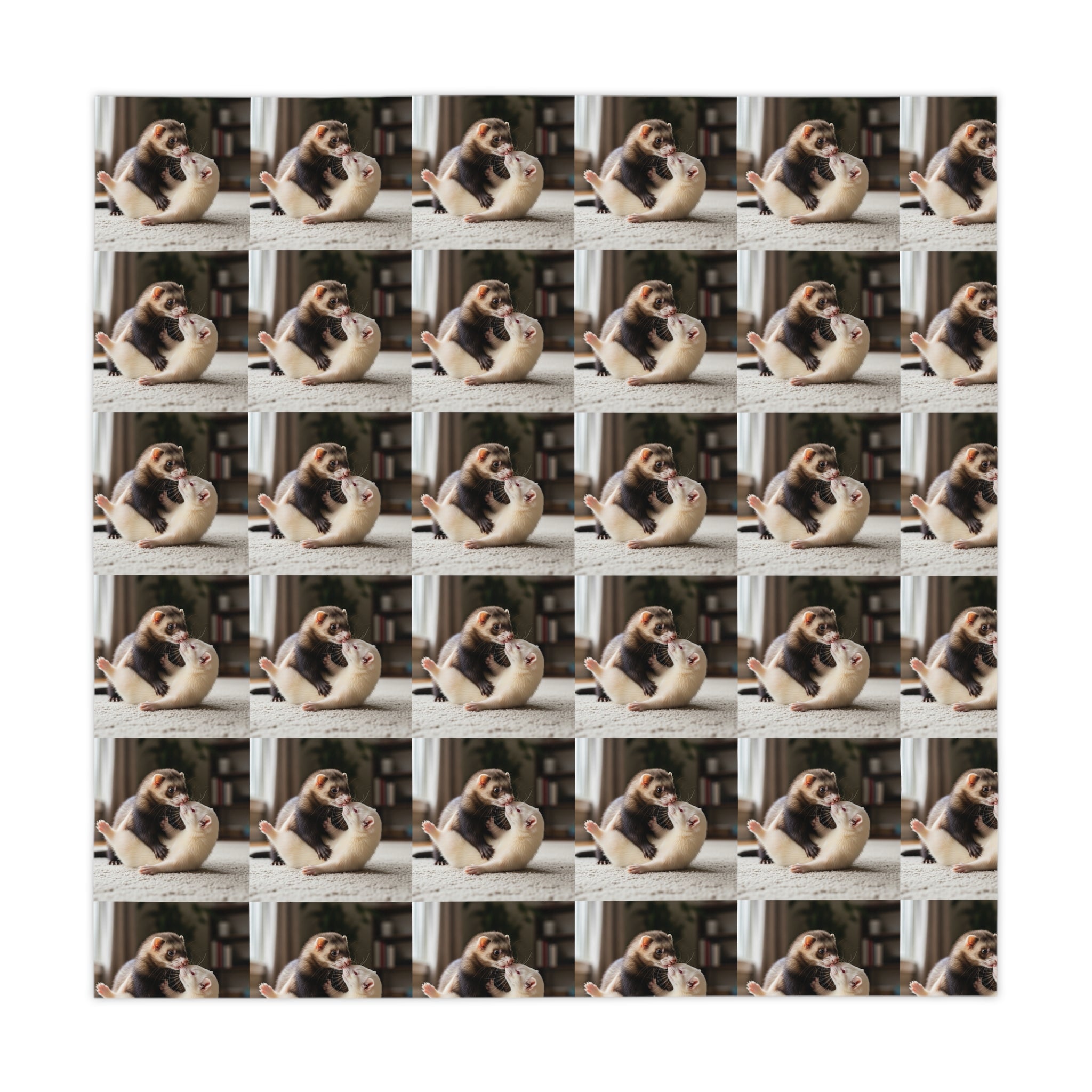 Cozy Ferret Pattern Tablecloth / Cute Repeating Ferret Print