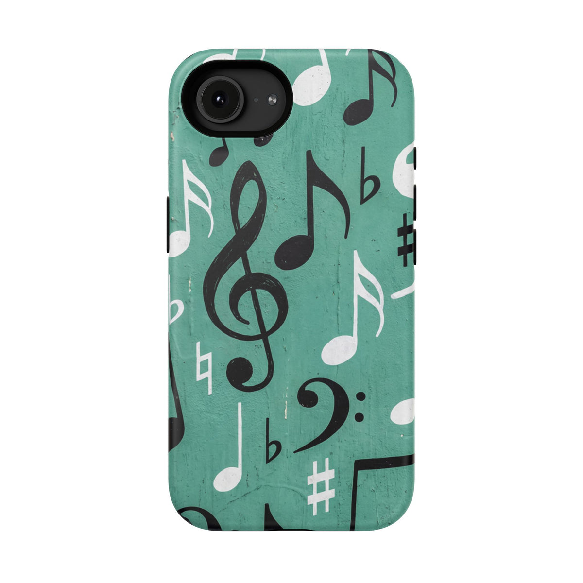 Teal Music Notes Phone Case | Impact-Resistant Case