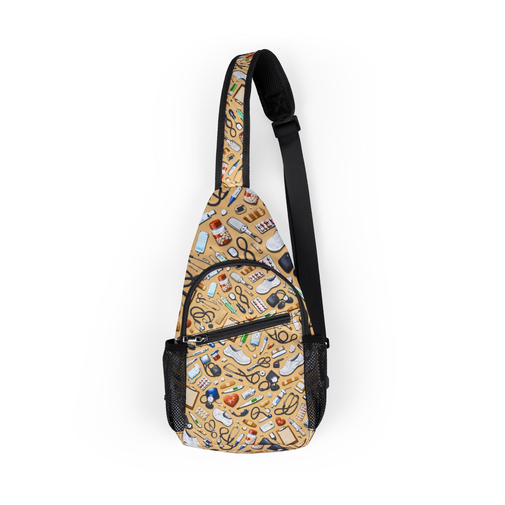 Nurse Tools Scattered Pattern Chest Bag | Medical Print