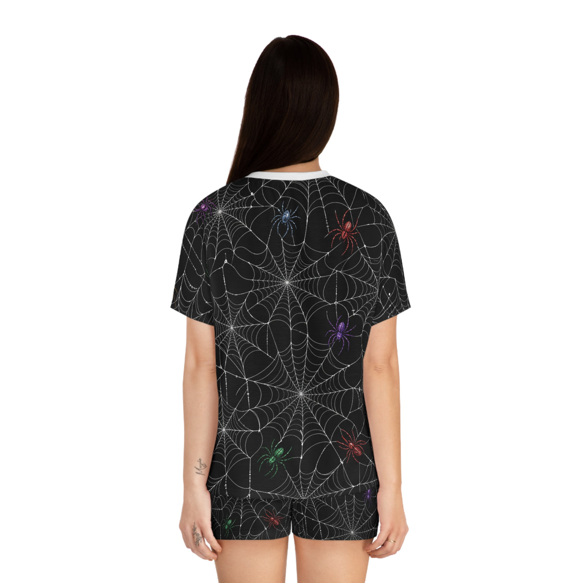 Colorful Spiders on Webs Pajama Set | Short Pajama Set