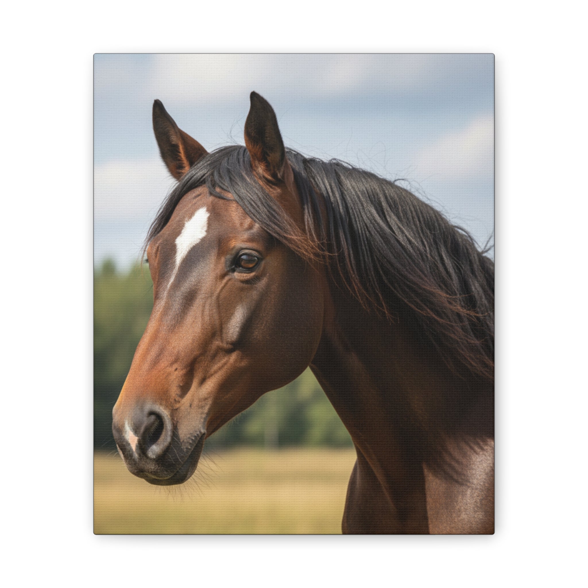 Bay Horse Portrait Canvas Print / Wall Art for Equestrian Lovers
