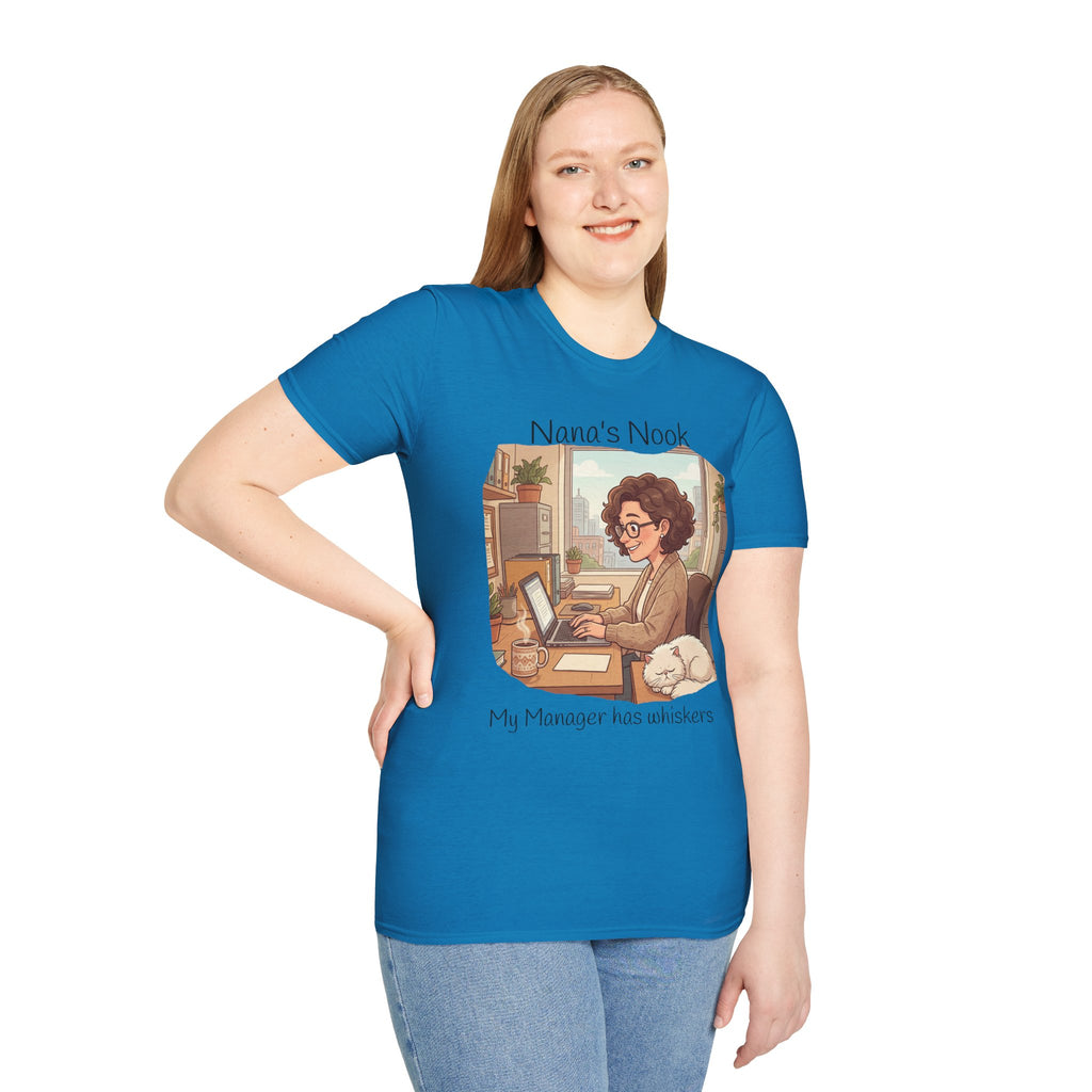 T-Shirt / "Nana's Nook: My Manager Has Whiskers" Cozy Grandma Cat Lover Tee