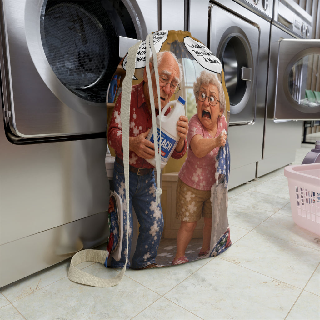 Funny Cartoon Laundry Bag — 'You Used Way Too Much Soap & Bleach'