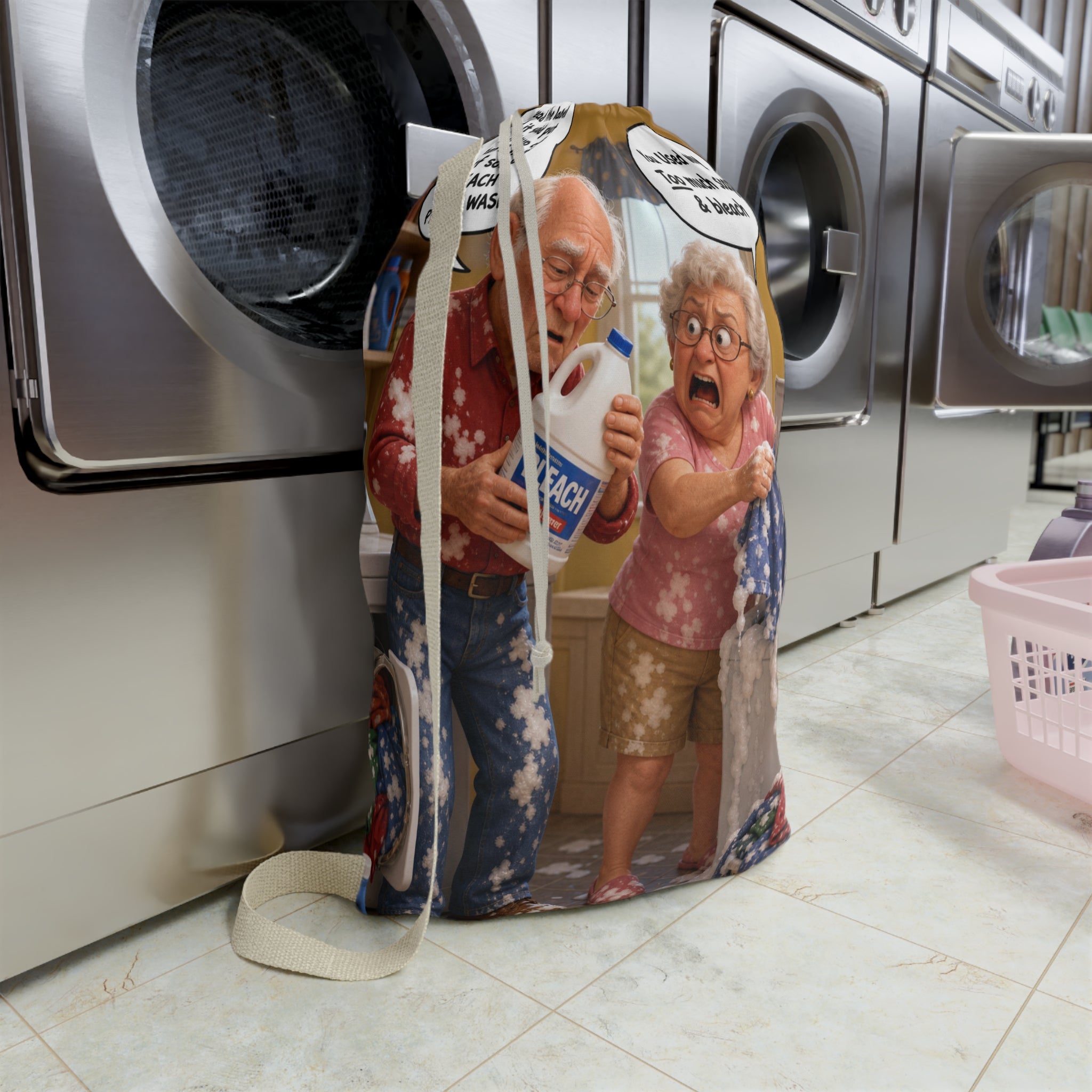 Funny Cartoon Laundry Bag — 'You Used Way Too Much Soap & Bleach'