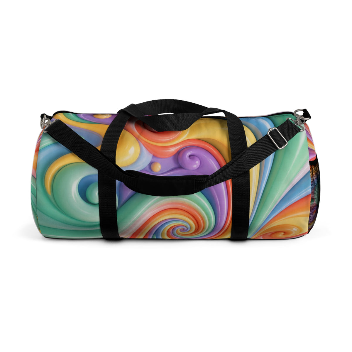 Colorful Swirl Duffel Bag — Retro Rainbow Travel & Gym Bag