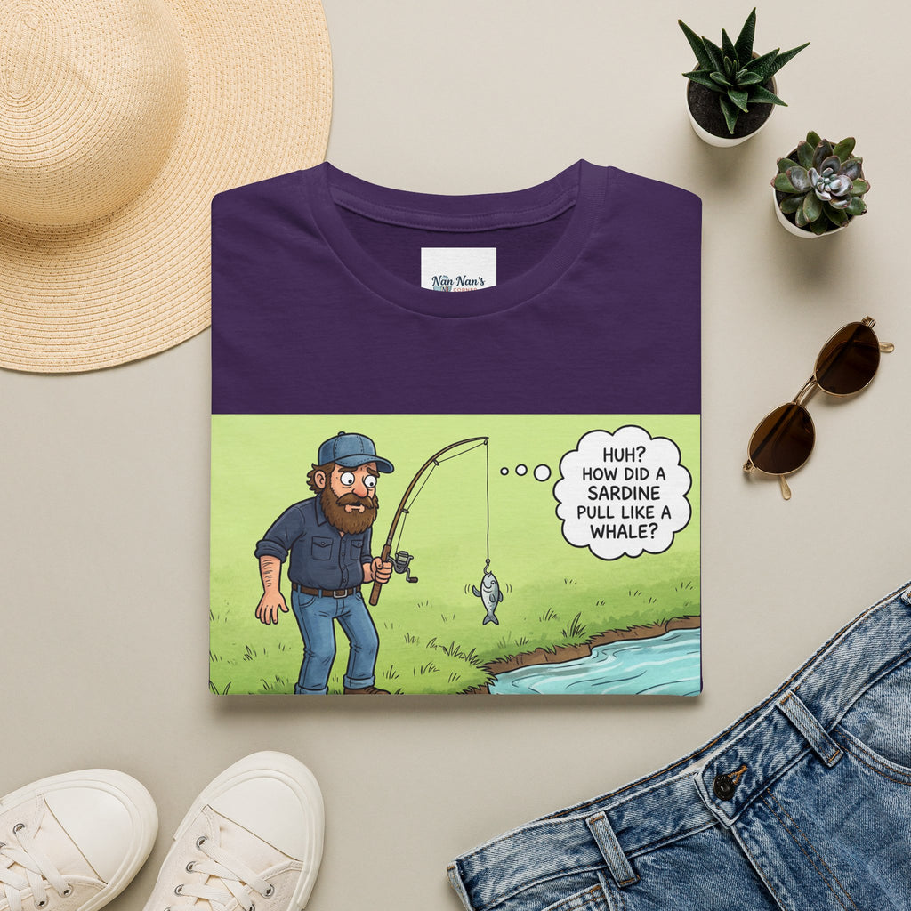 Fishing Bass Cartoon Unisex Graphic T-Shirt – Funny Lure Pond Fish Cotton Tee
