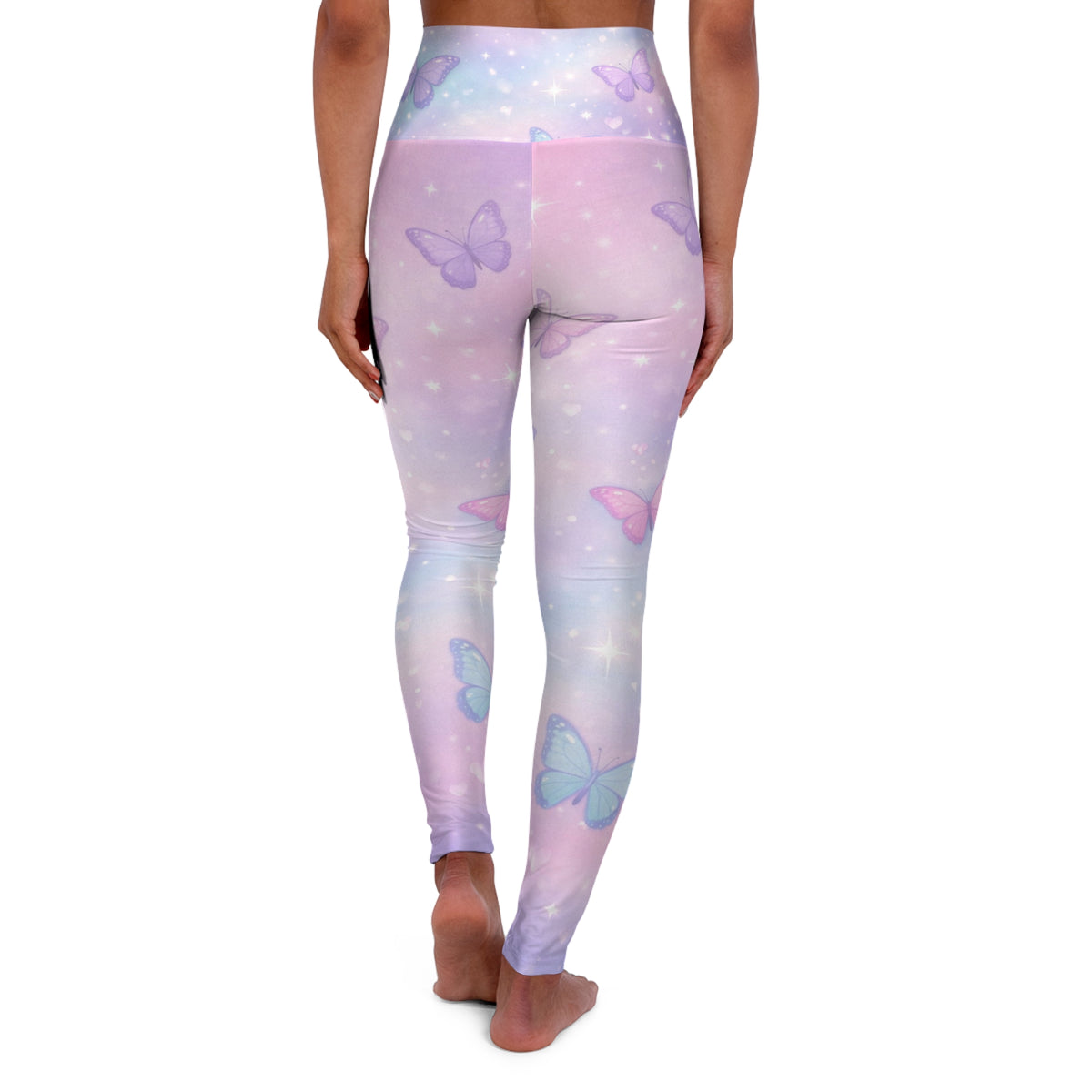 Pastel Butterfly Leggings High Waisted Yoga Leggings | Lavender Pink AOP