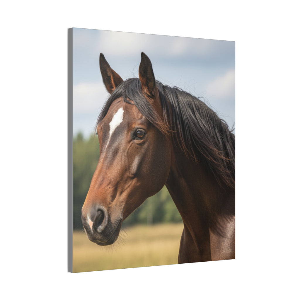 Bay Horse Portrait Canvas Print / Wall Art for Equestrian Lovers