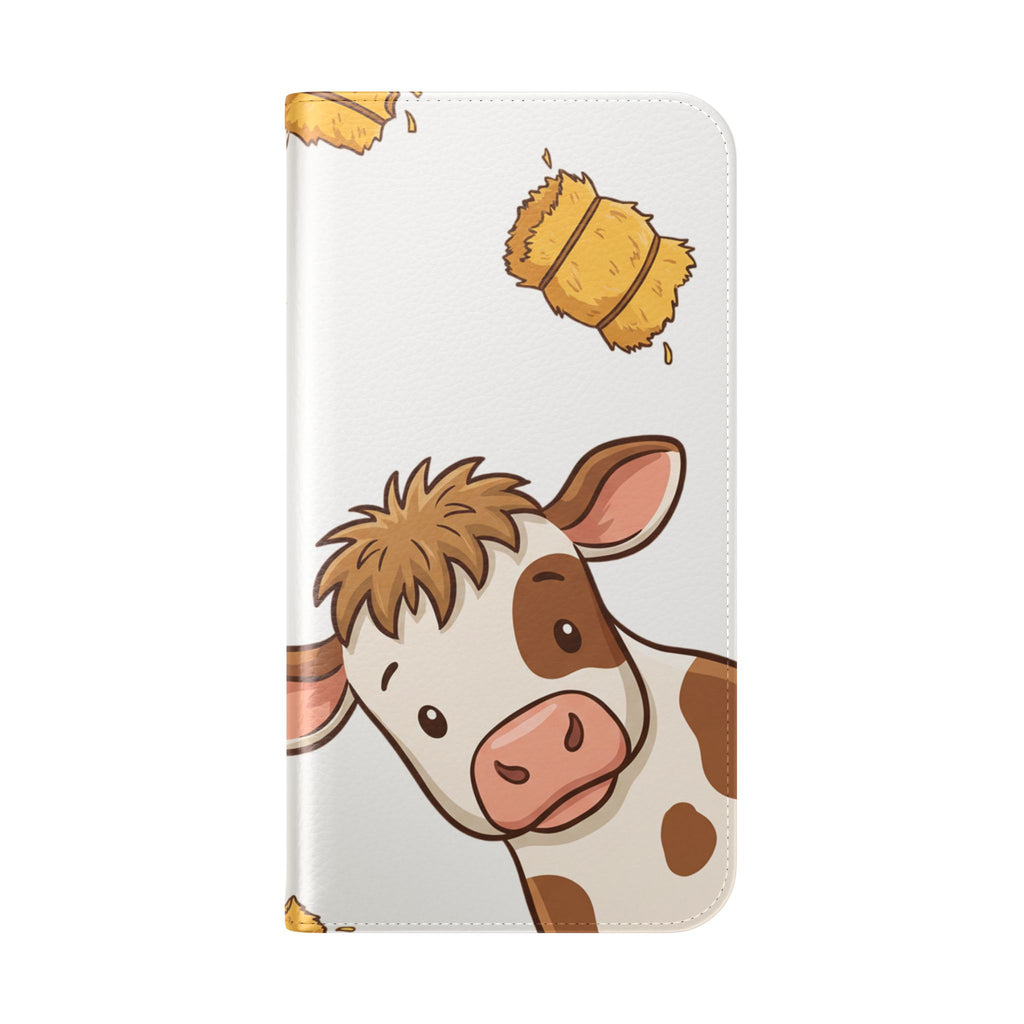 Cow & Hay Pattern Flip Case/ Cute Farm Animal Phone Wallet