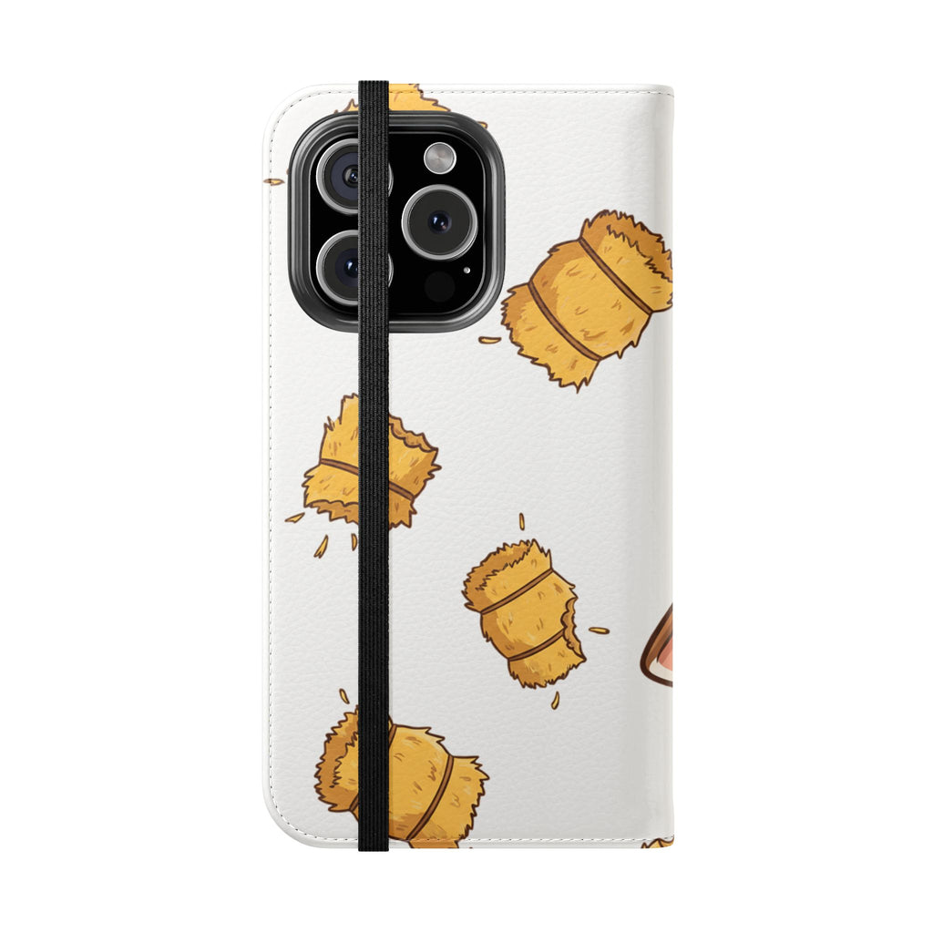 Cow & Hay Pattern Flip Case/ Cute Farm Animal Phone Wallet