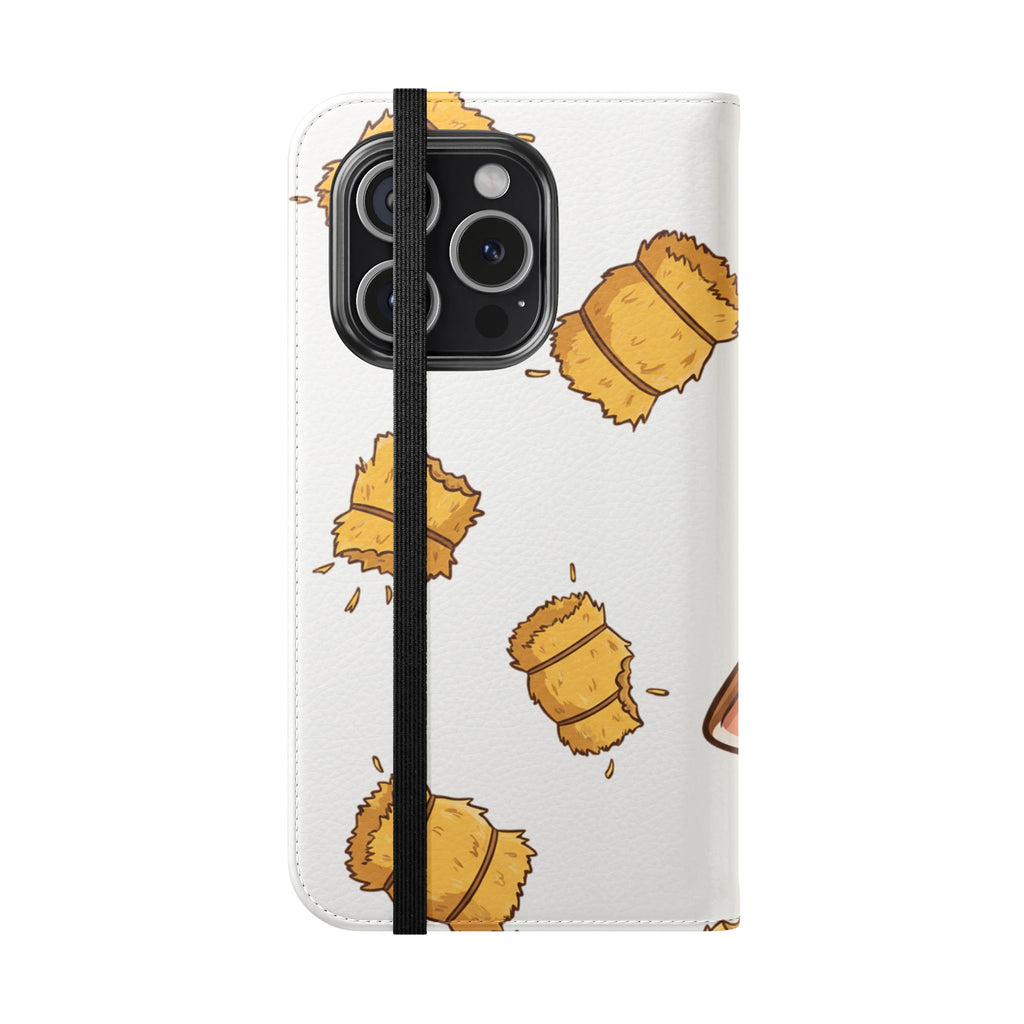 Cow & Hay Pattern Flip Case/ Cute Farm Animal Phone Wallet
