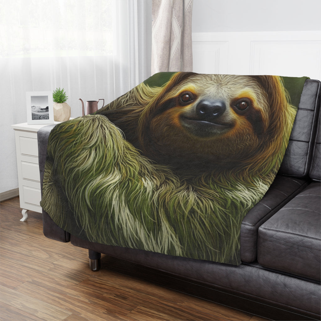 Sloth Plush Minky Blanket / Cozy Tropical Animal Throw