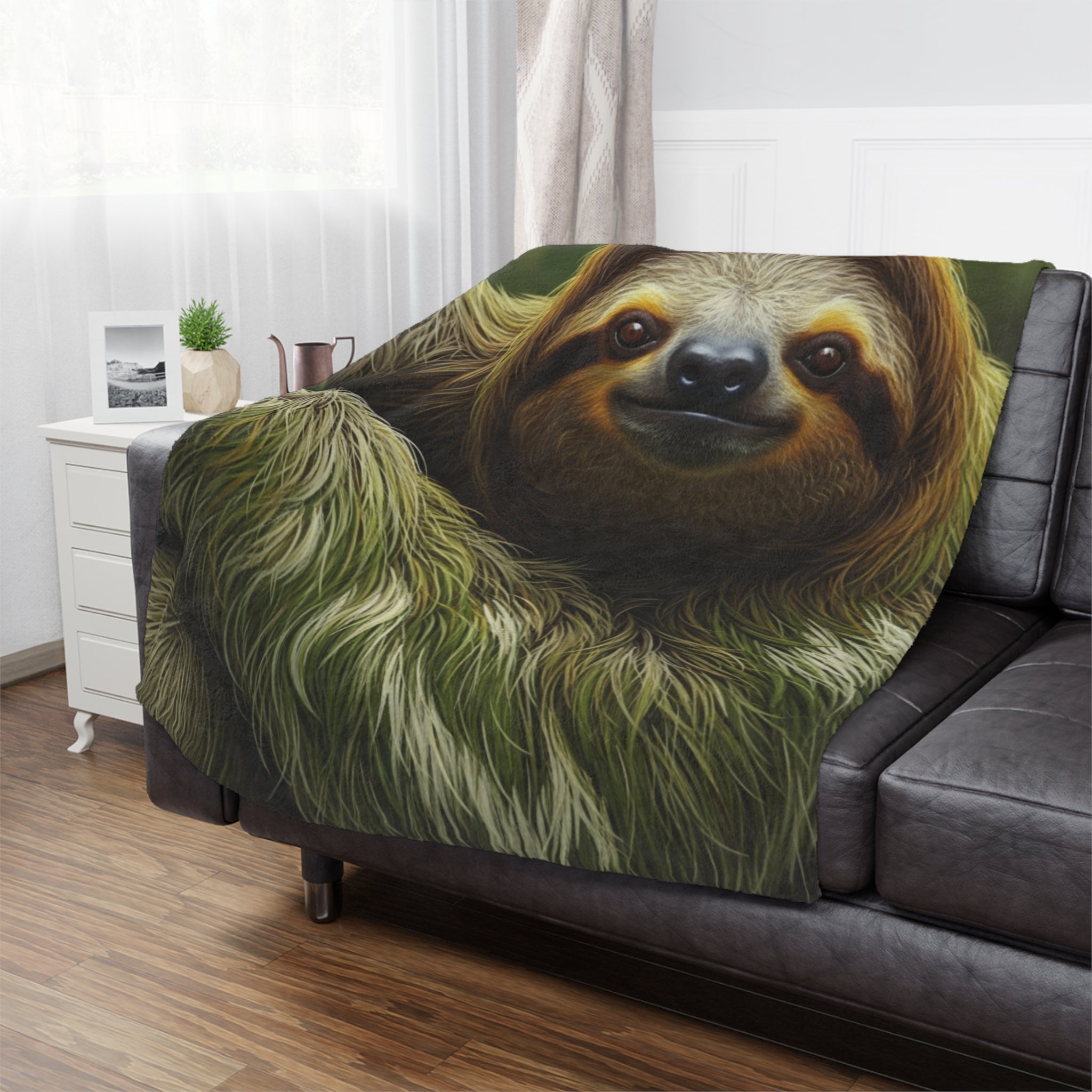 Sloth Plush Minky Blanket / Cozy Tropical Animal Throw