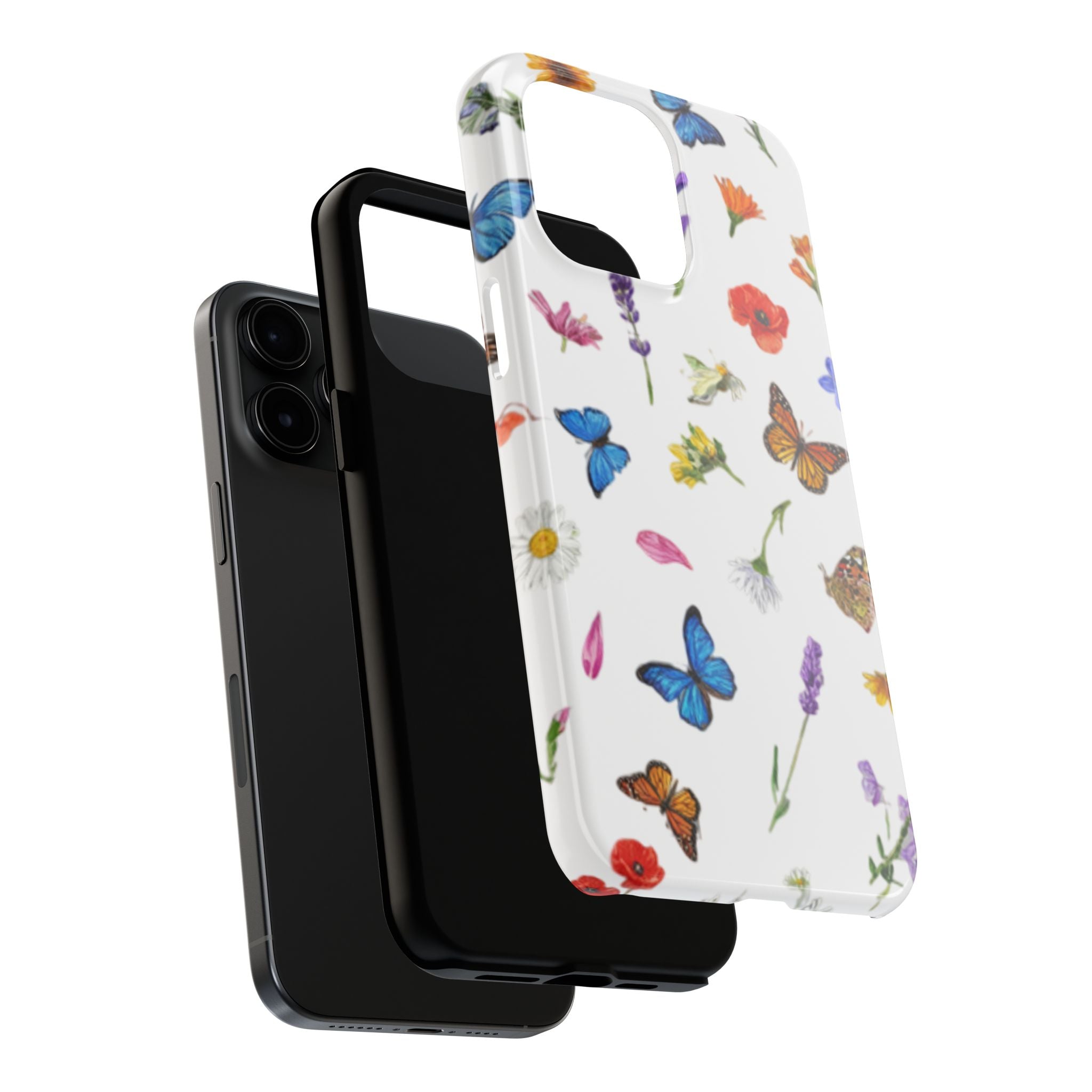 Butterfly Meadow Tough Phone Case / Floral Protective Phone Cover